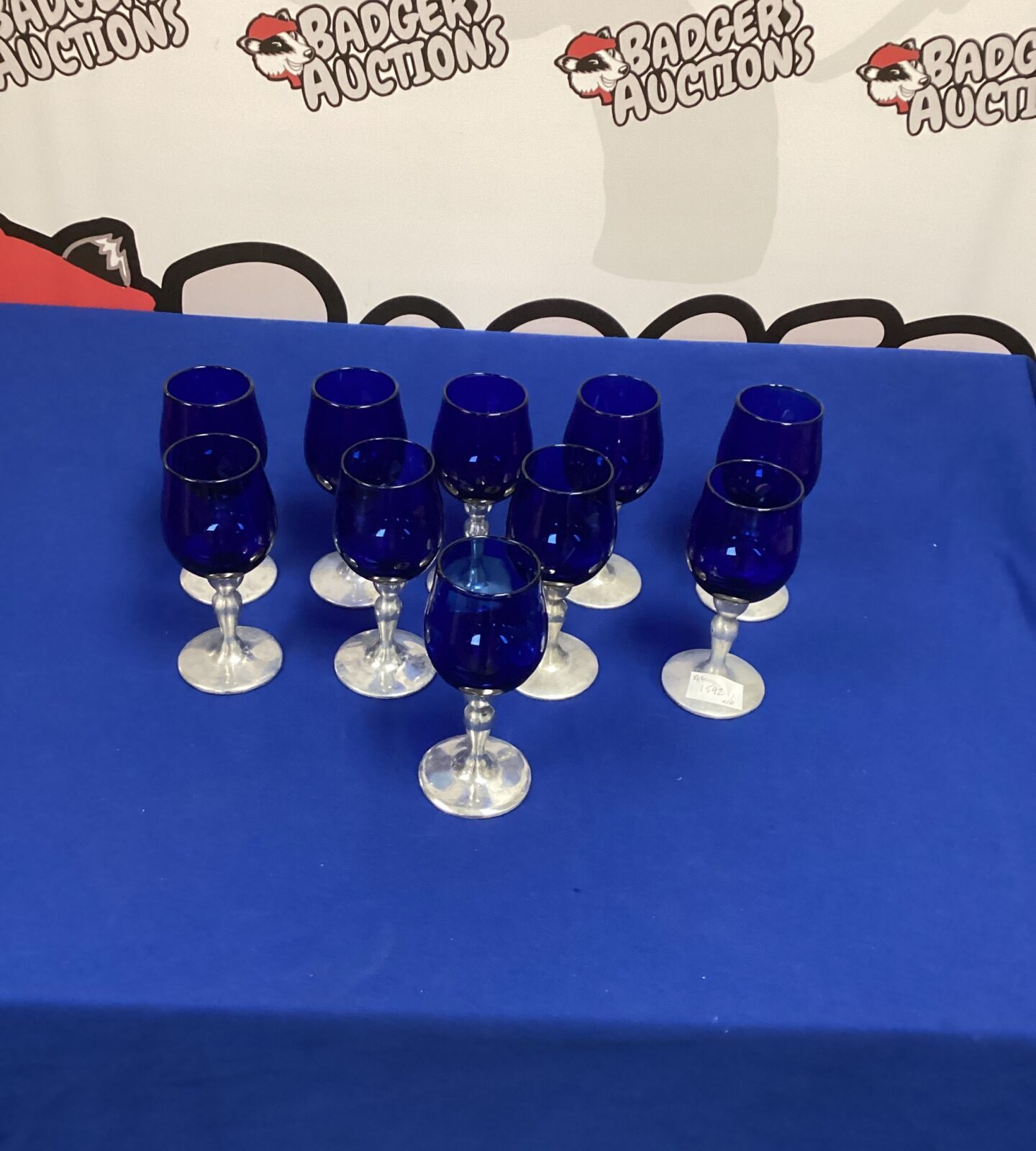 Ten Blue Glass Aluminium based Wine Glasses