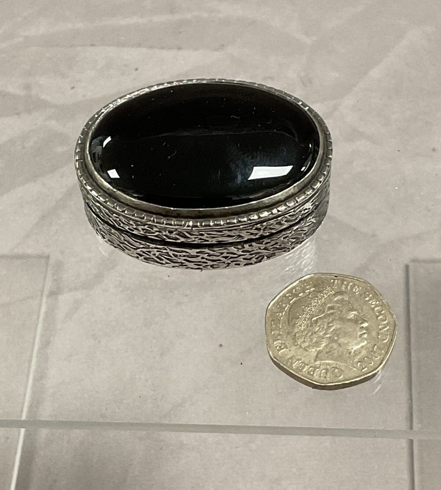 925 Silver onyx pill / snuff pot