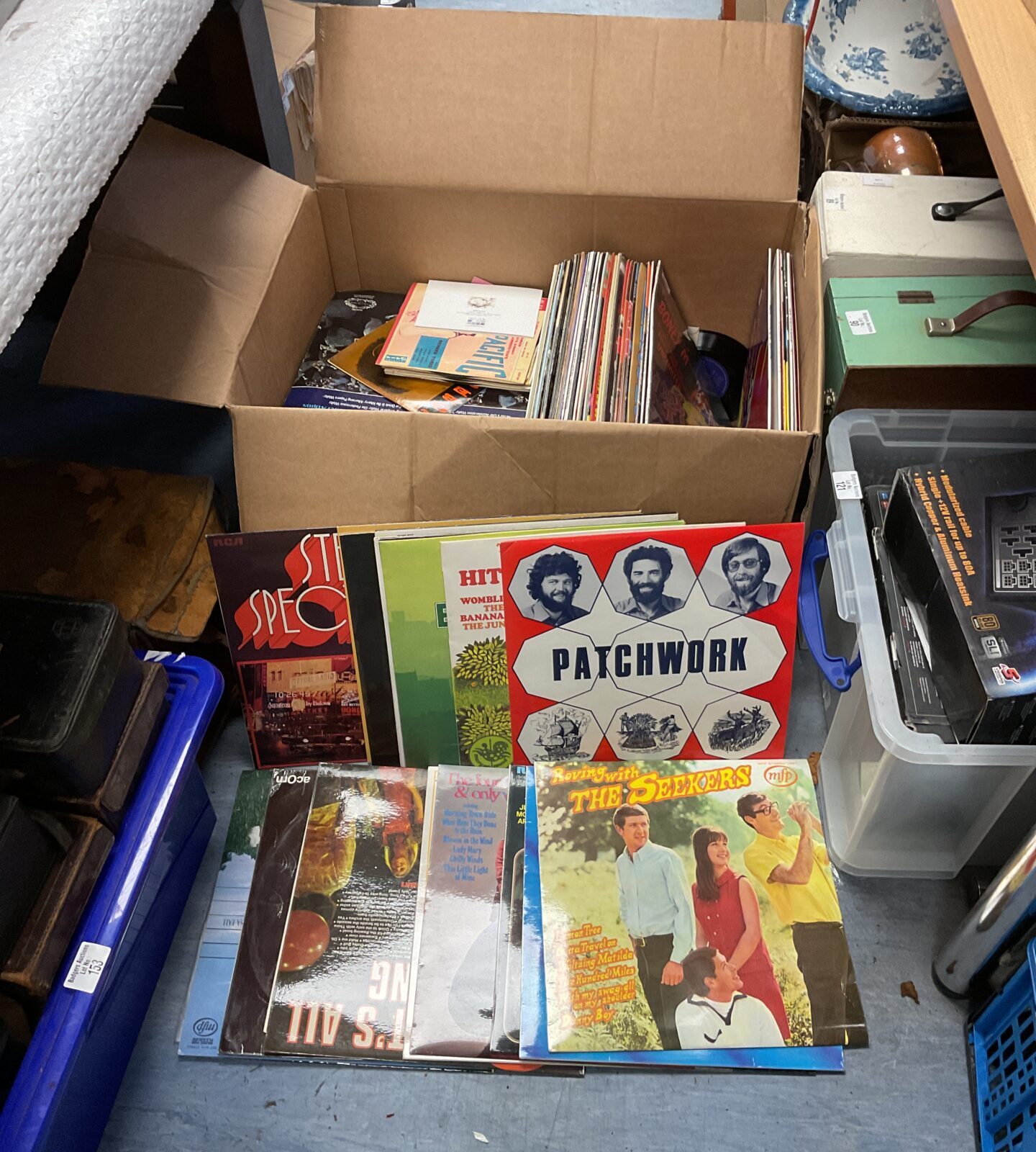 Large box of 12” vinyl records