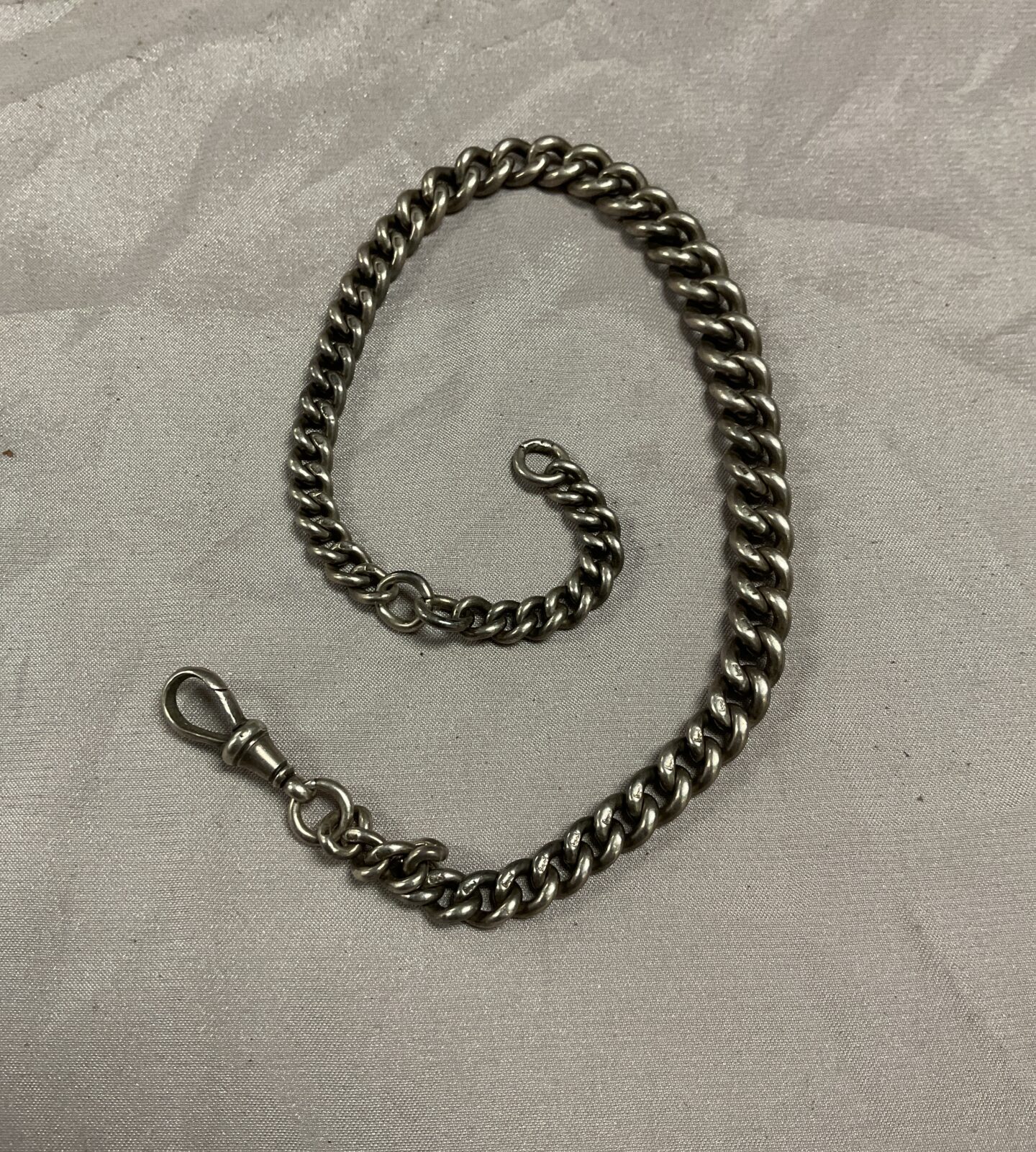 Antique heavy 925 silver watch chain 44.5g each link stamped