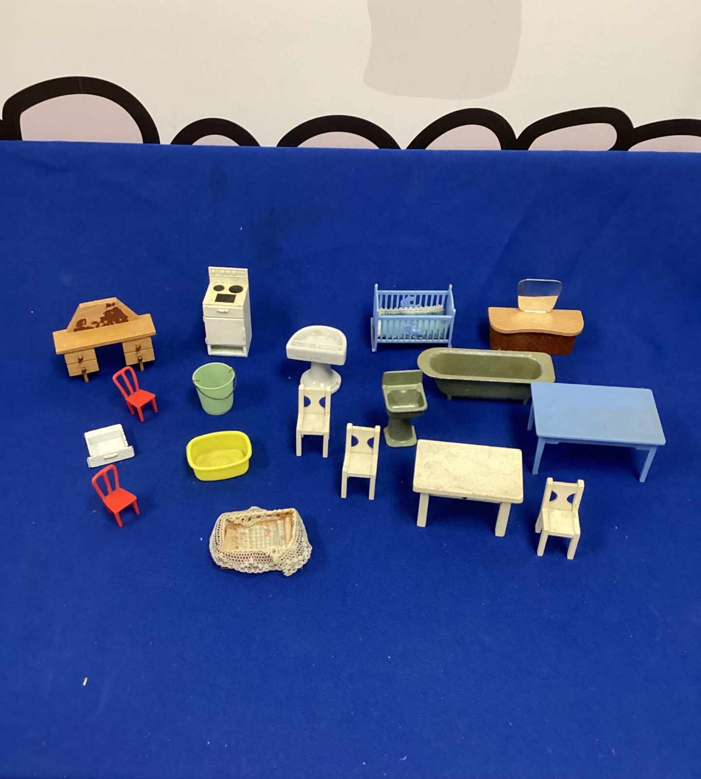 Collection of vintage dolls house furniture