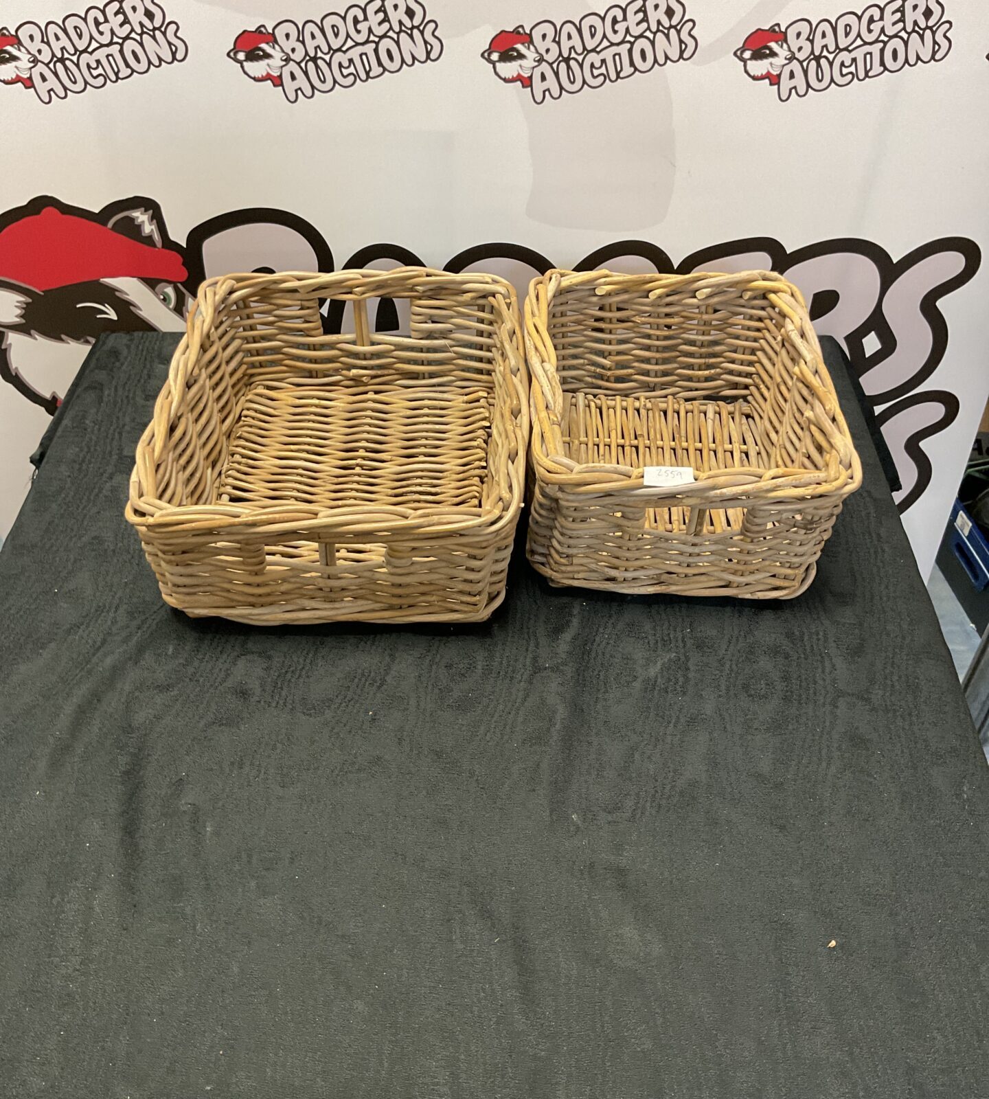 Two chunky wicker baskets