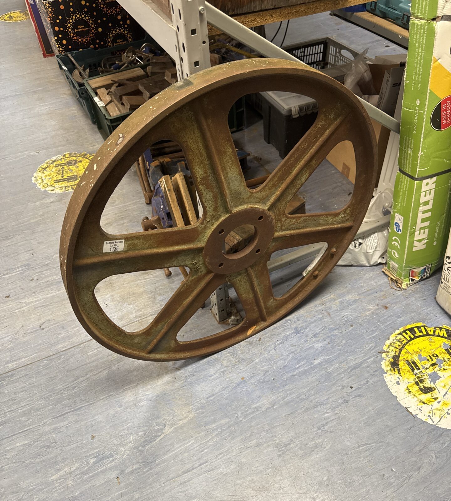 Large antique cast iron wheel 27.5”