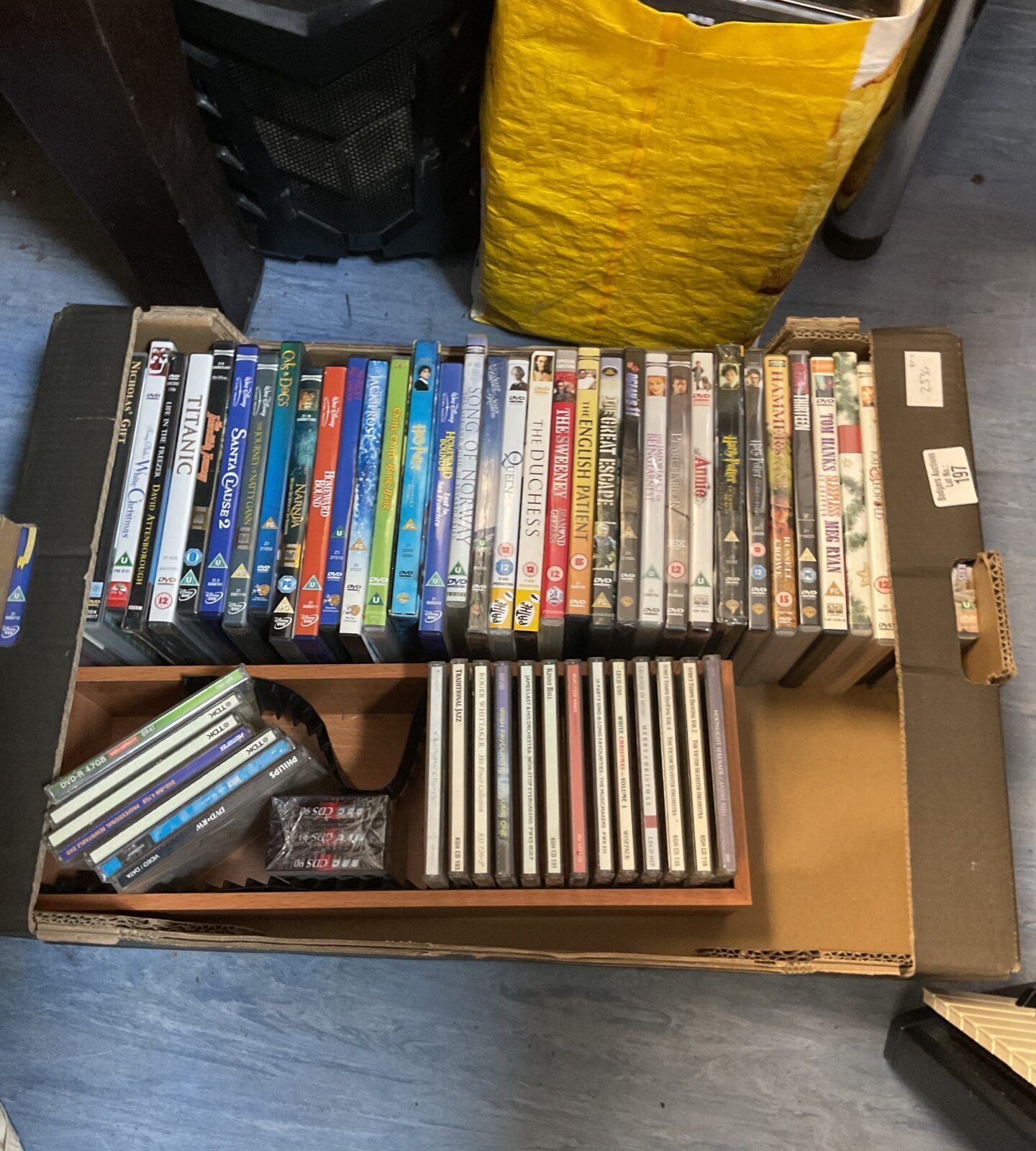 Tray of dvds & music cds some sealed