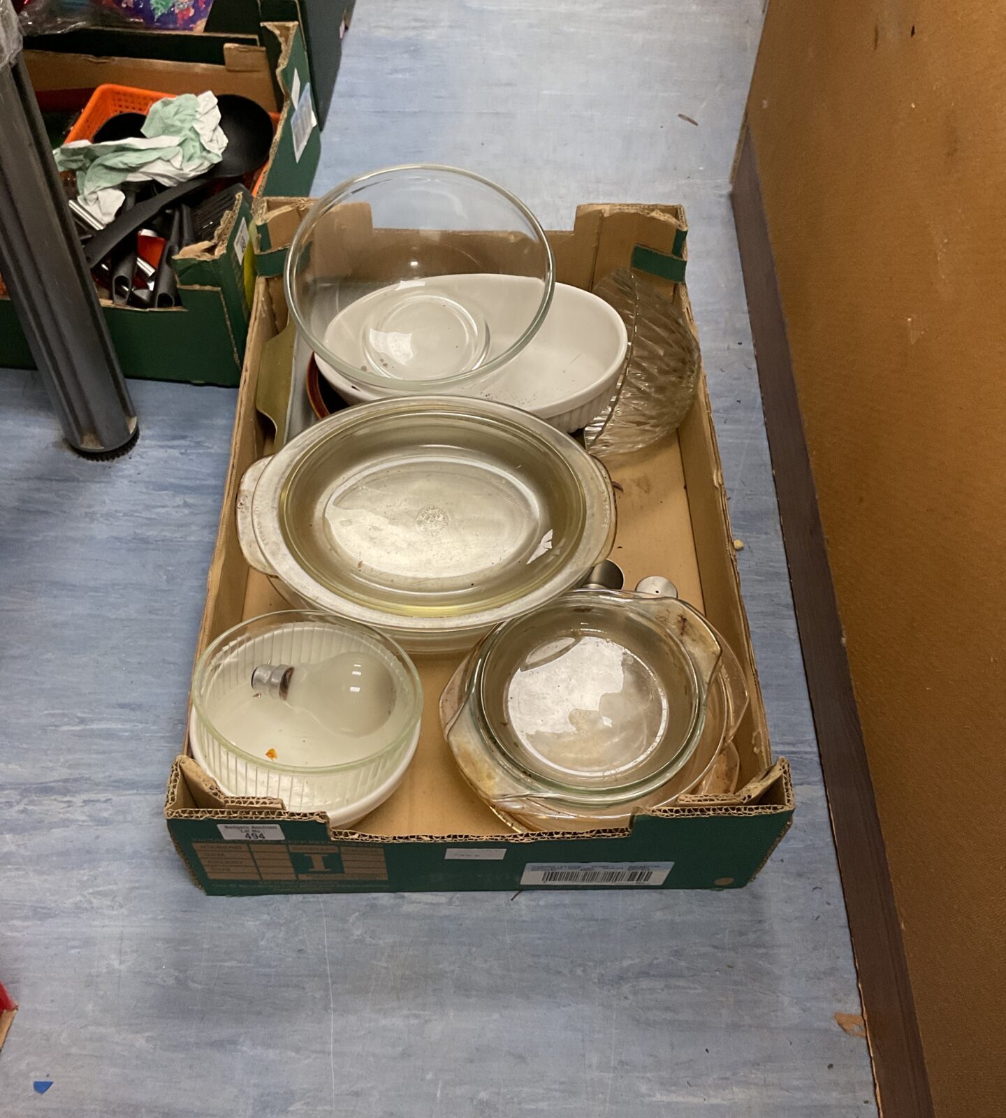 Box of mixed glass bowls and dishes