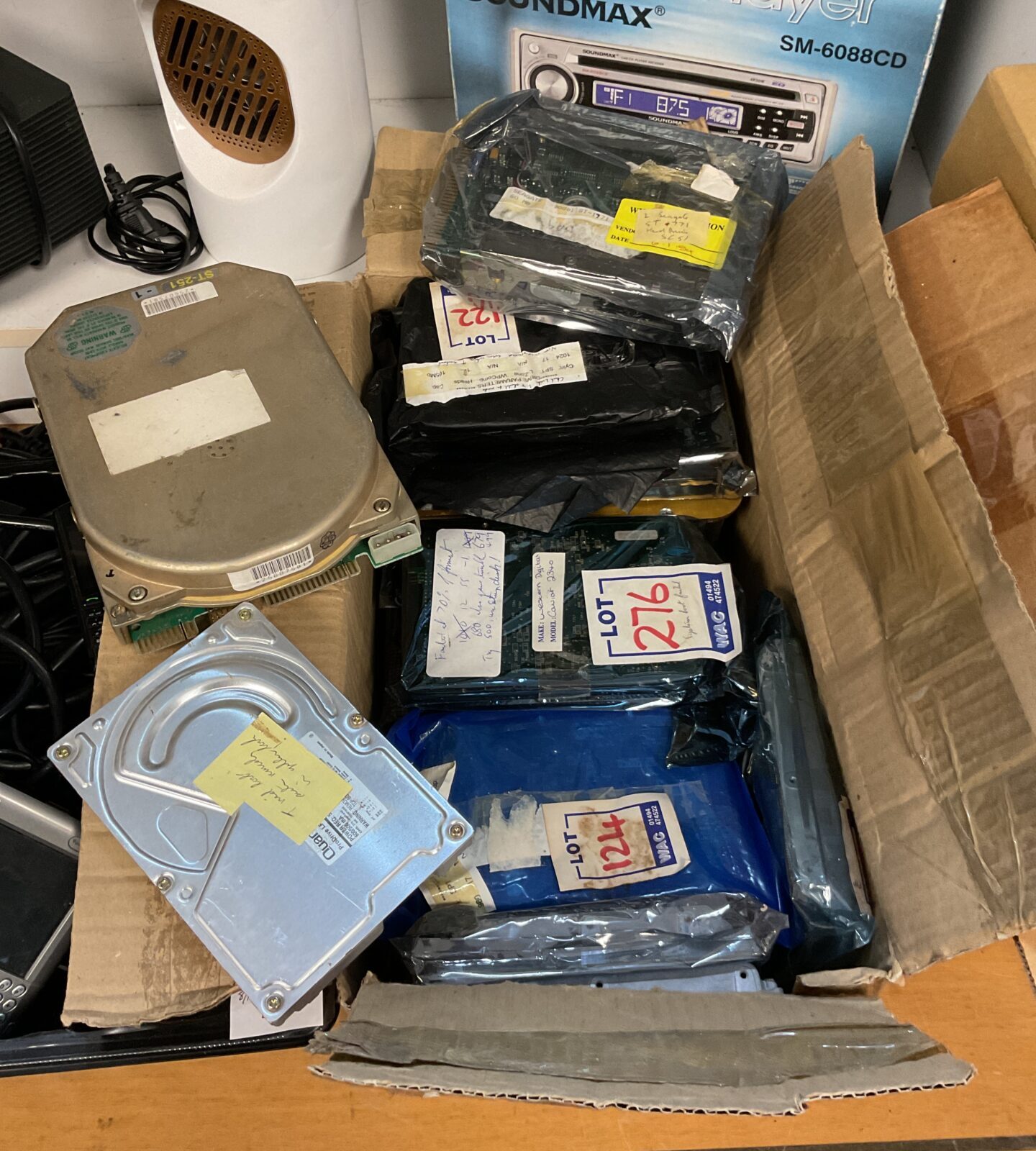 Box of mixed retro hard drives