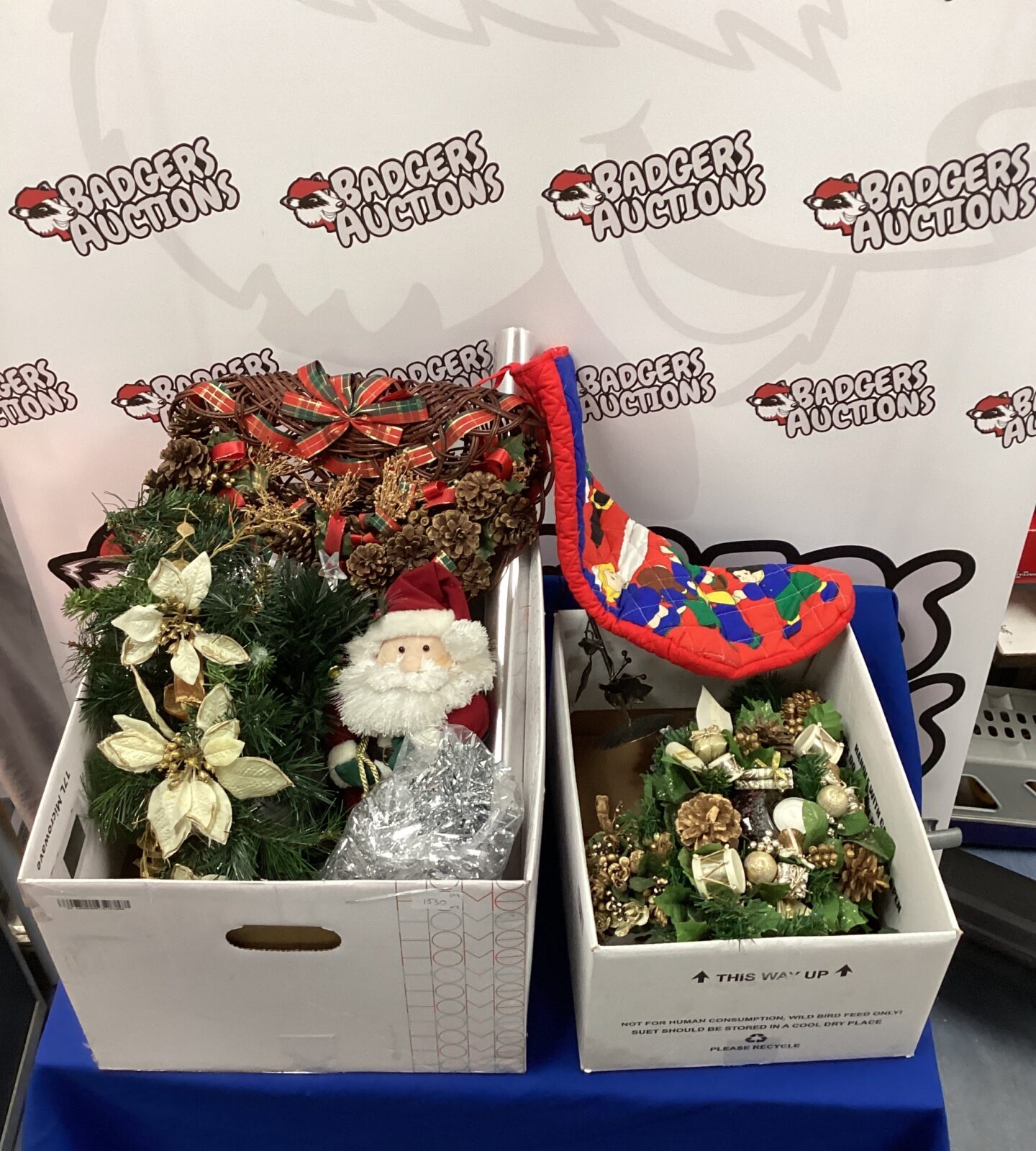 Two Boxes of Classic Christmas Decorations