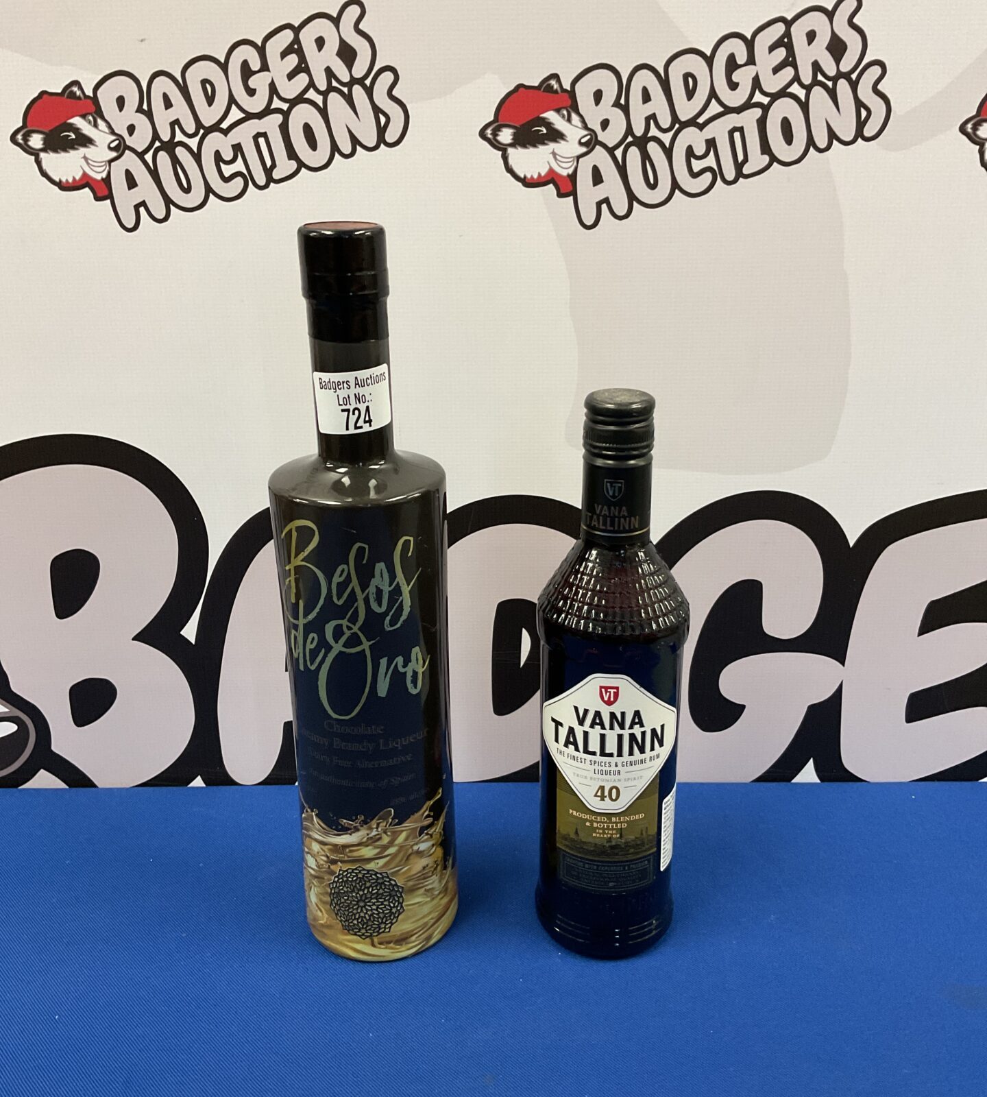 Bottle of besos de oro chocolate brandy liqueur & vana tallinn rum liqueur