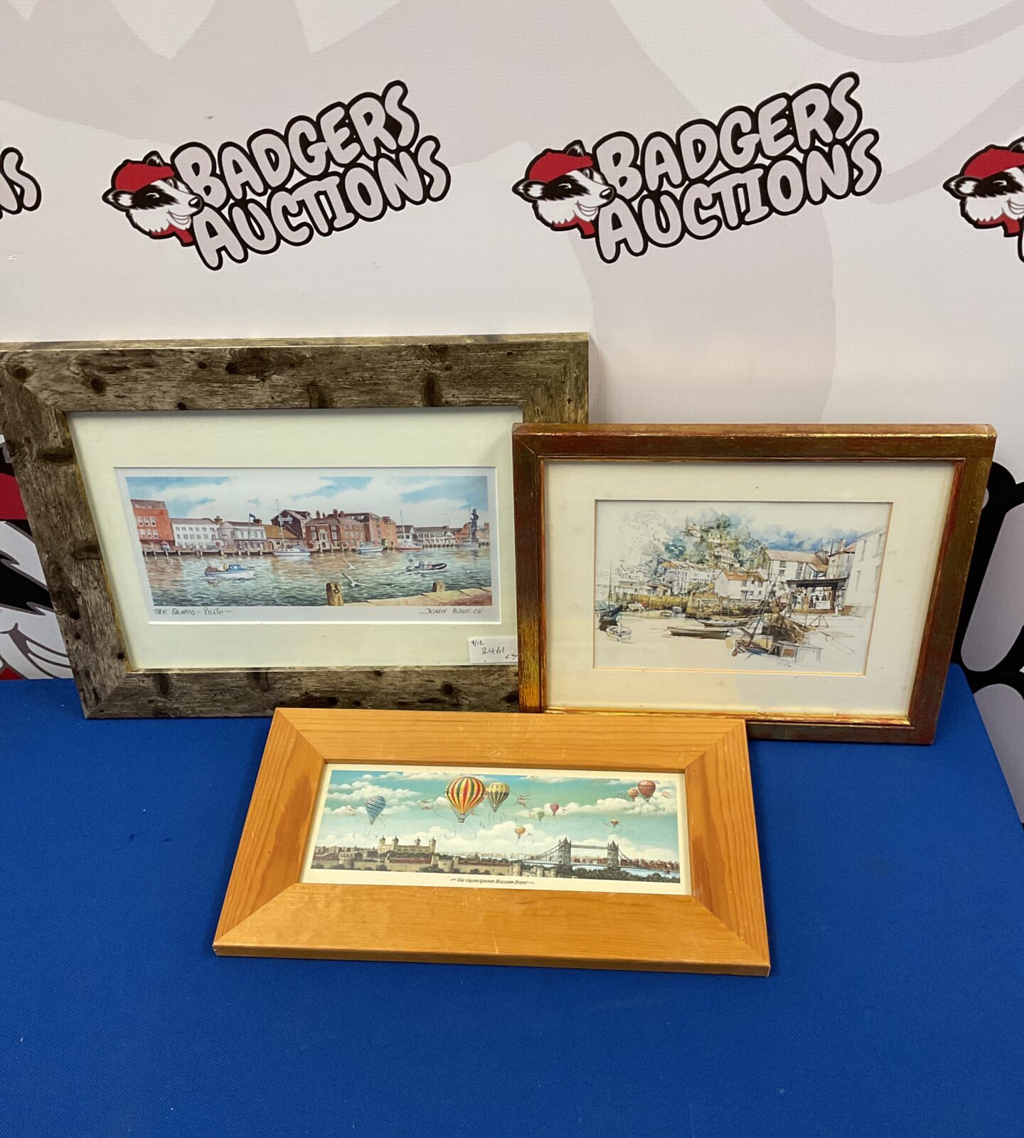 Three framed prints including the great london balloon event