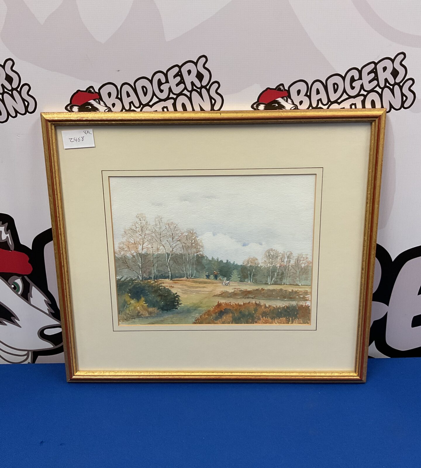 Watercolour of gents playing golf signed craig