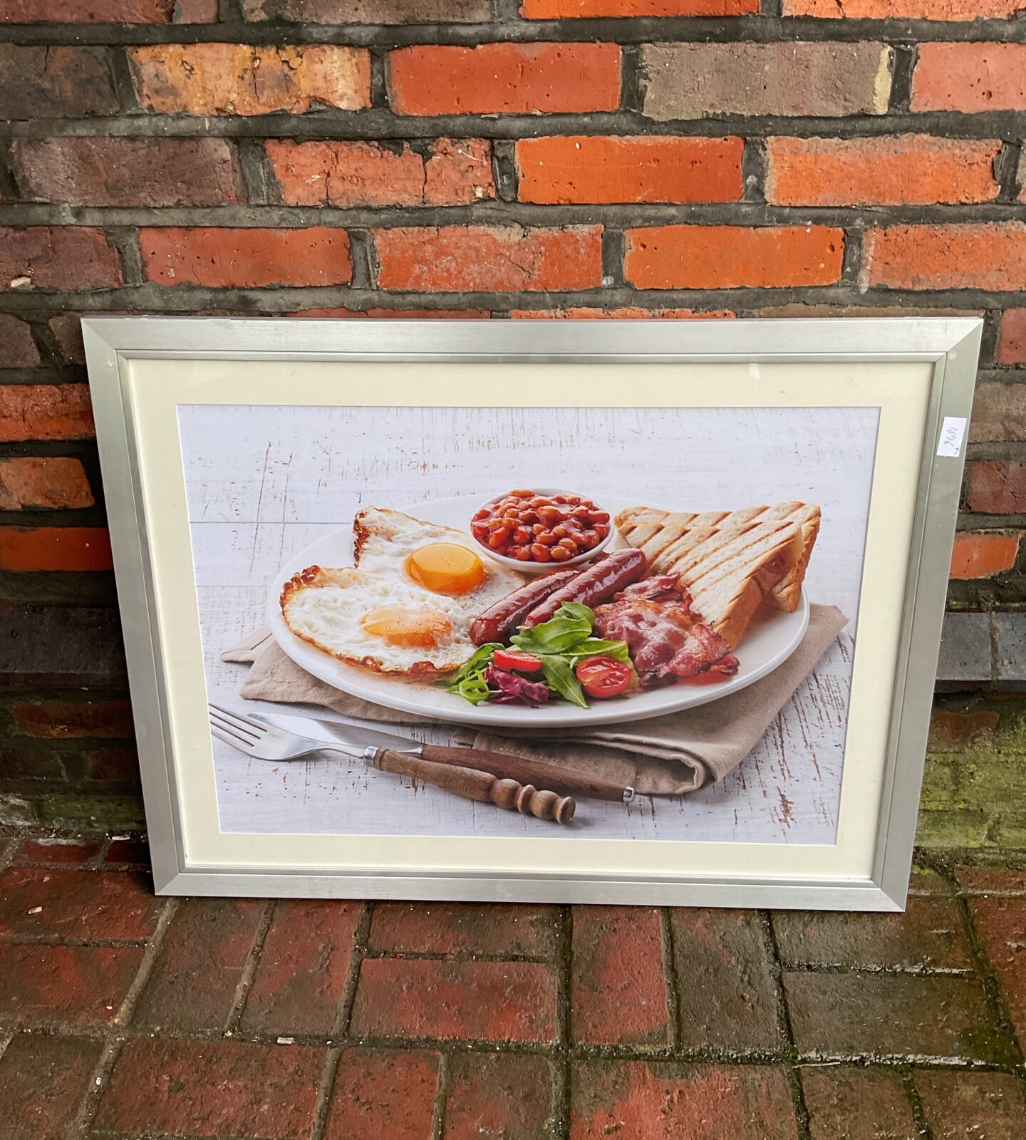 Large framed print of a fried breakfast