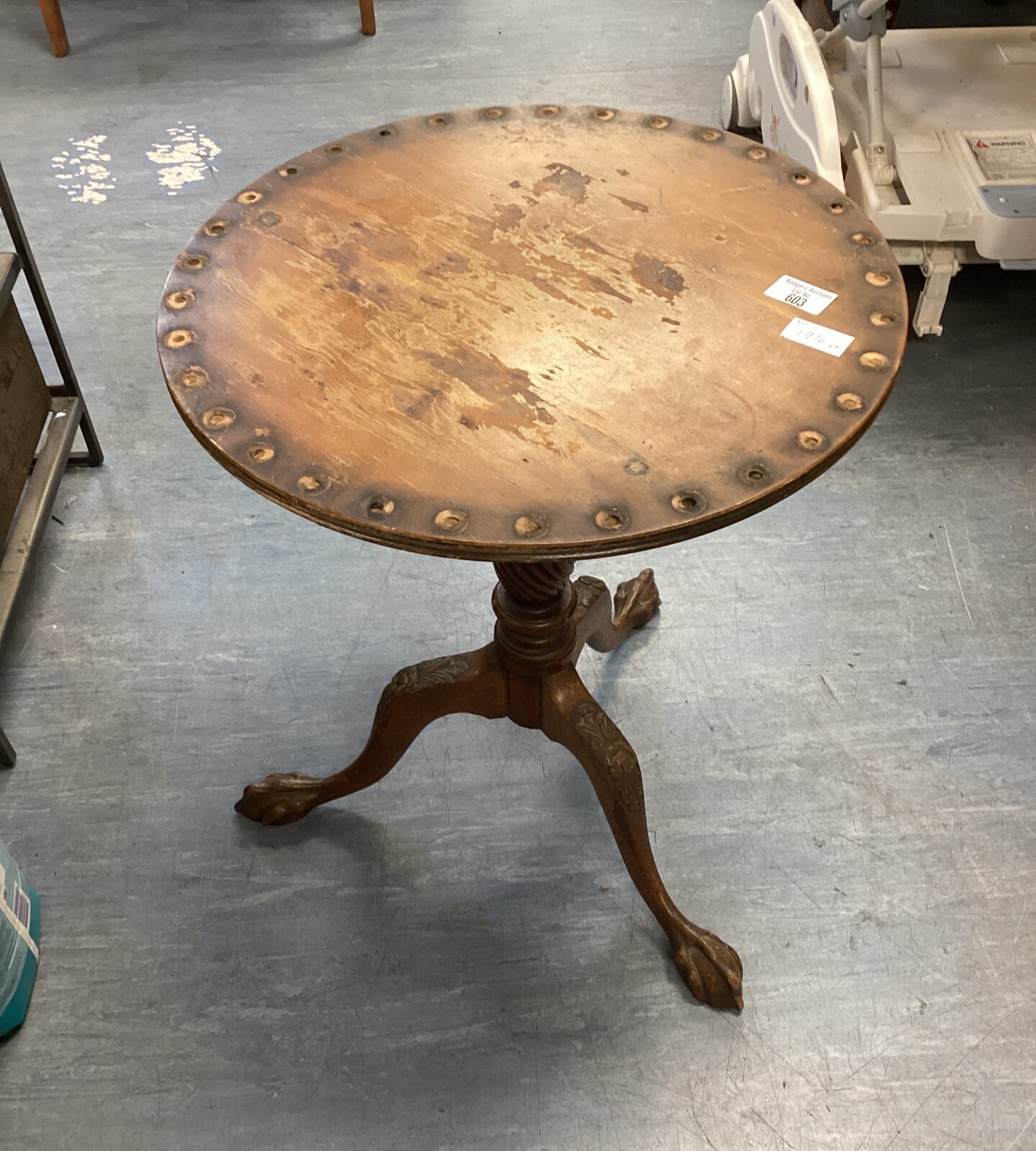 Three legged ball & claw foot occasional table