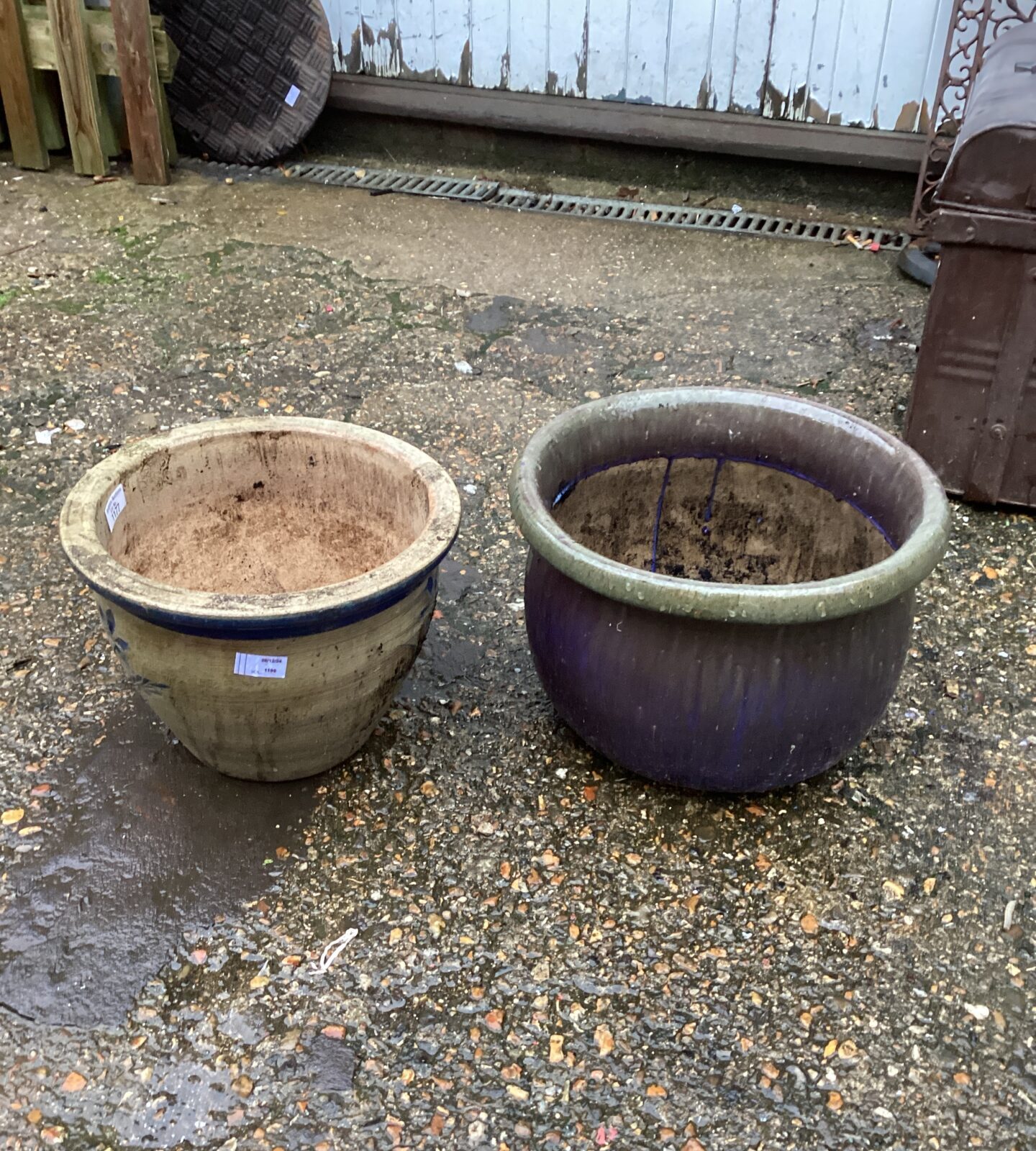 Two ceramic garden planters