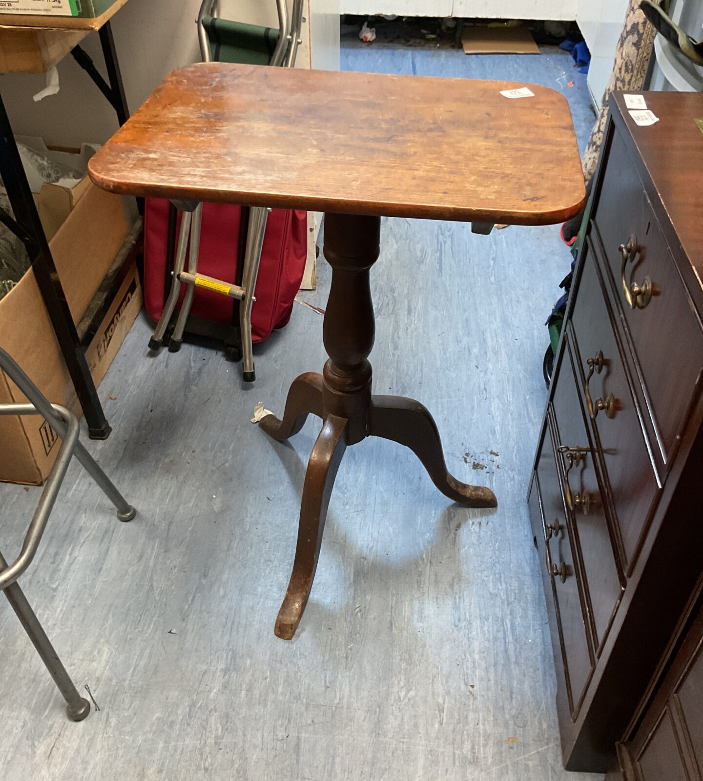 Antique mahogany three legged occasion table