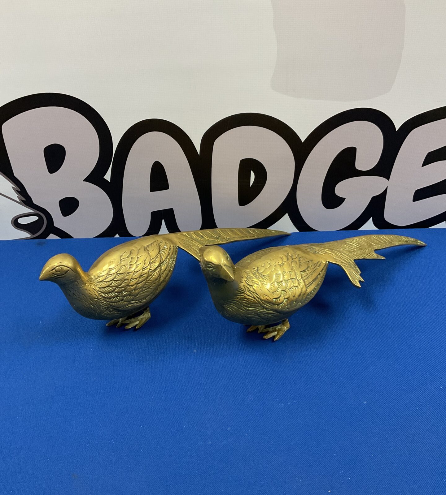 Pair of vintage brass pheasants