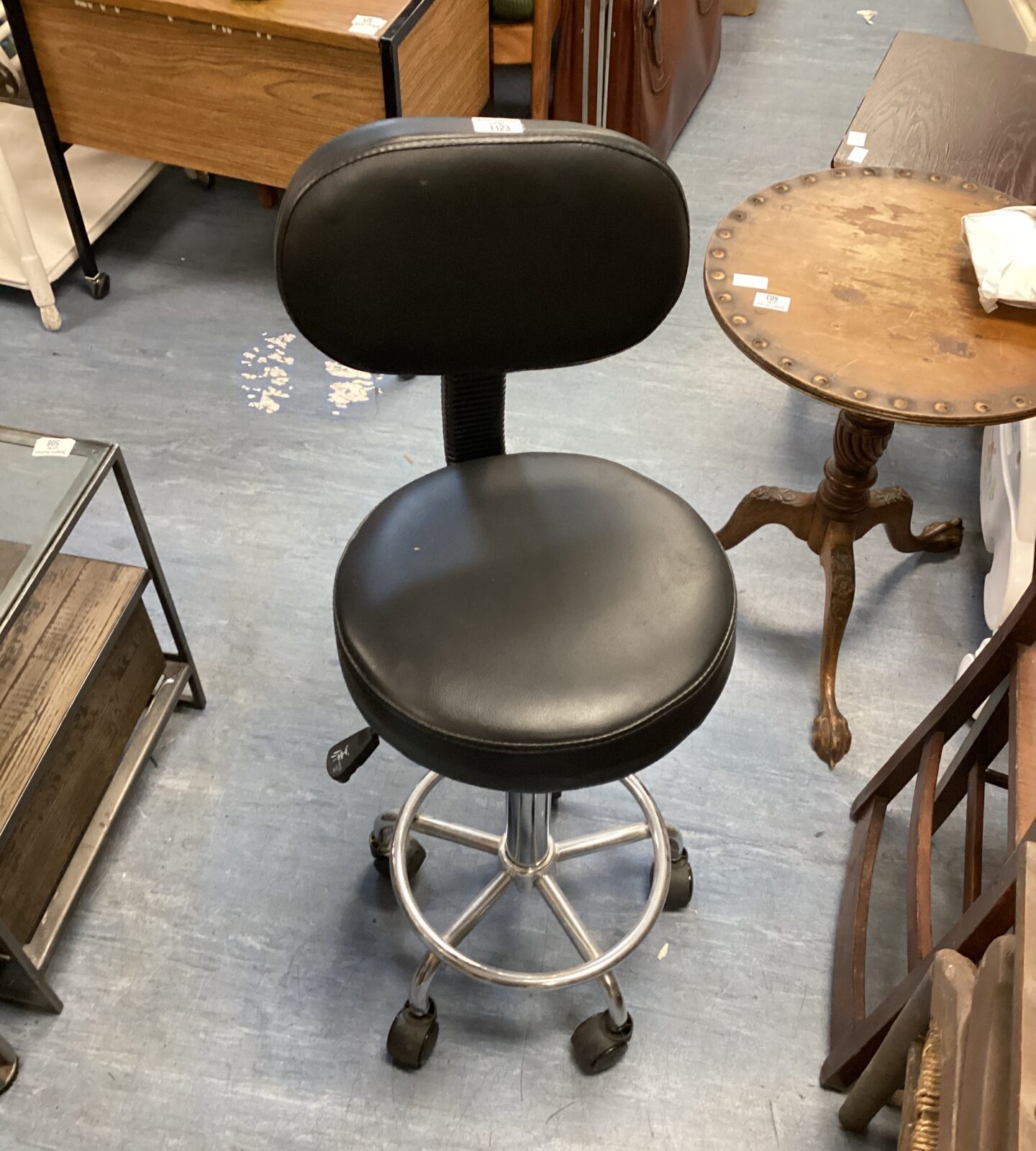 Round leather swivel stool