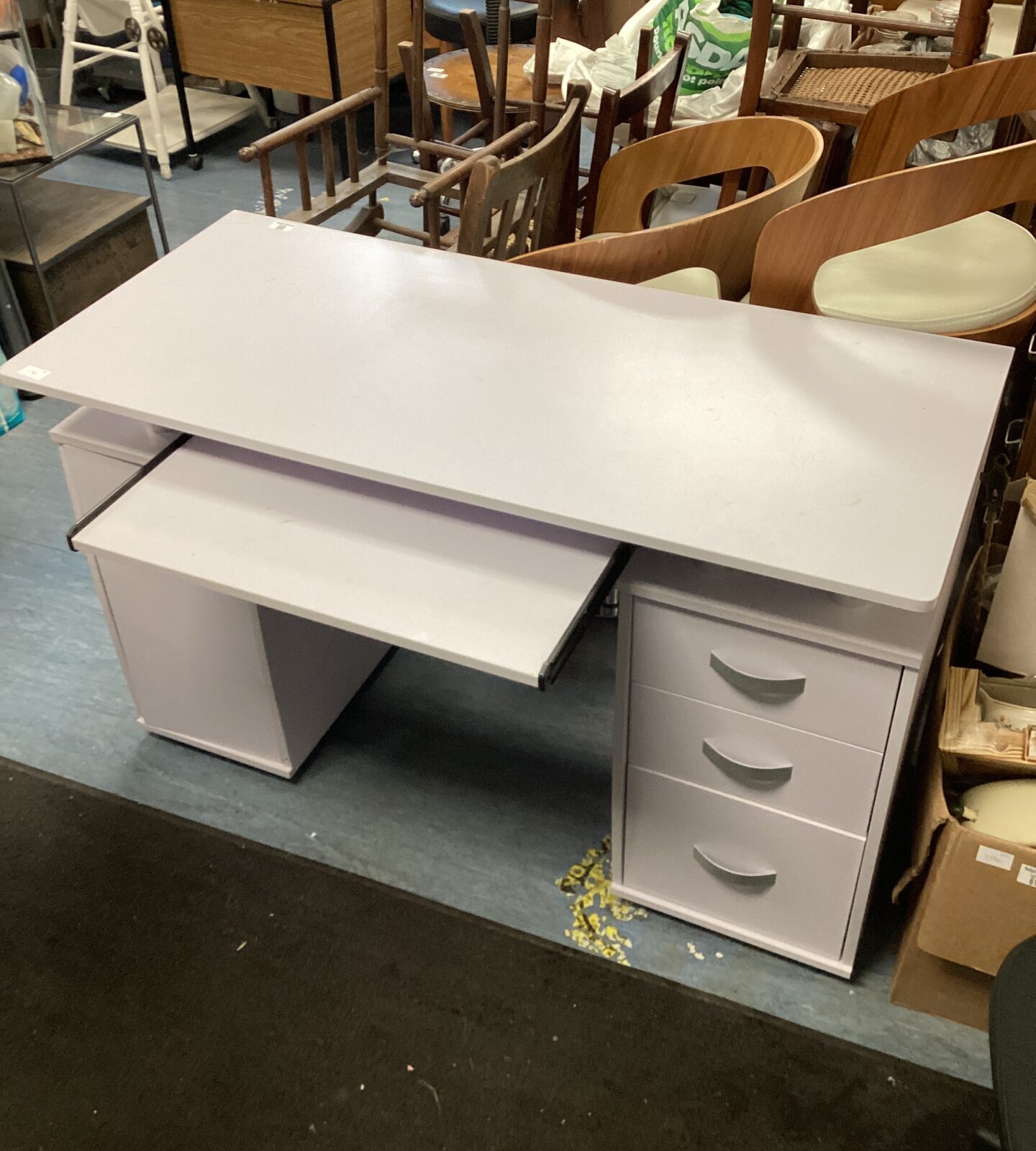 Office desk with pull out keyboard drawer, three drawers & two shelfs W47.5 x D22 x H30”