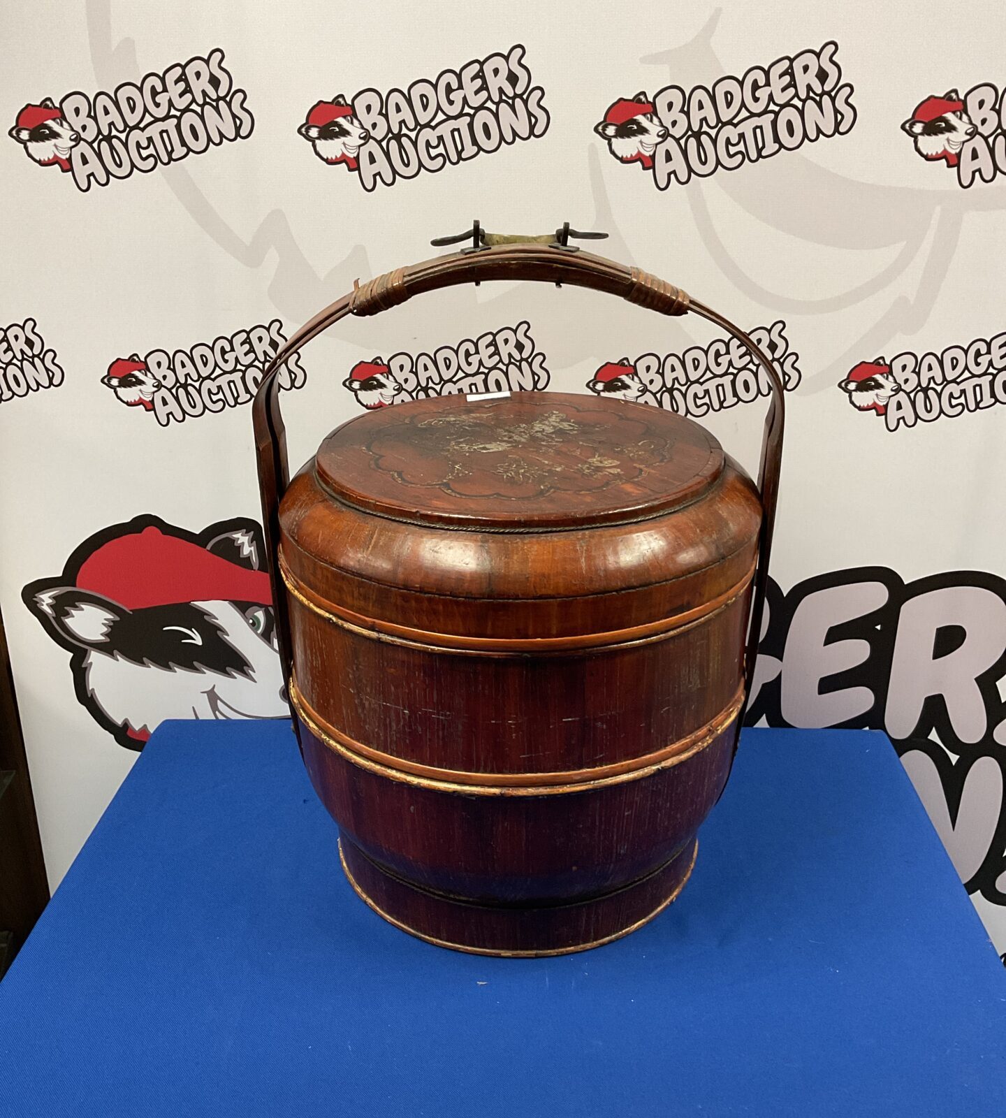 Vintage Chinese bamboo picnic basket