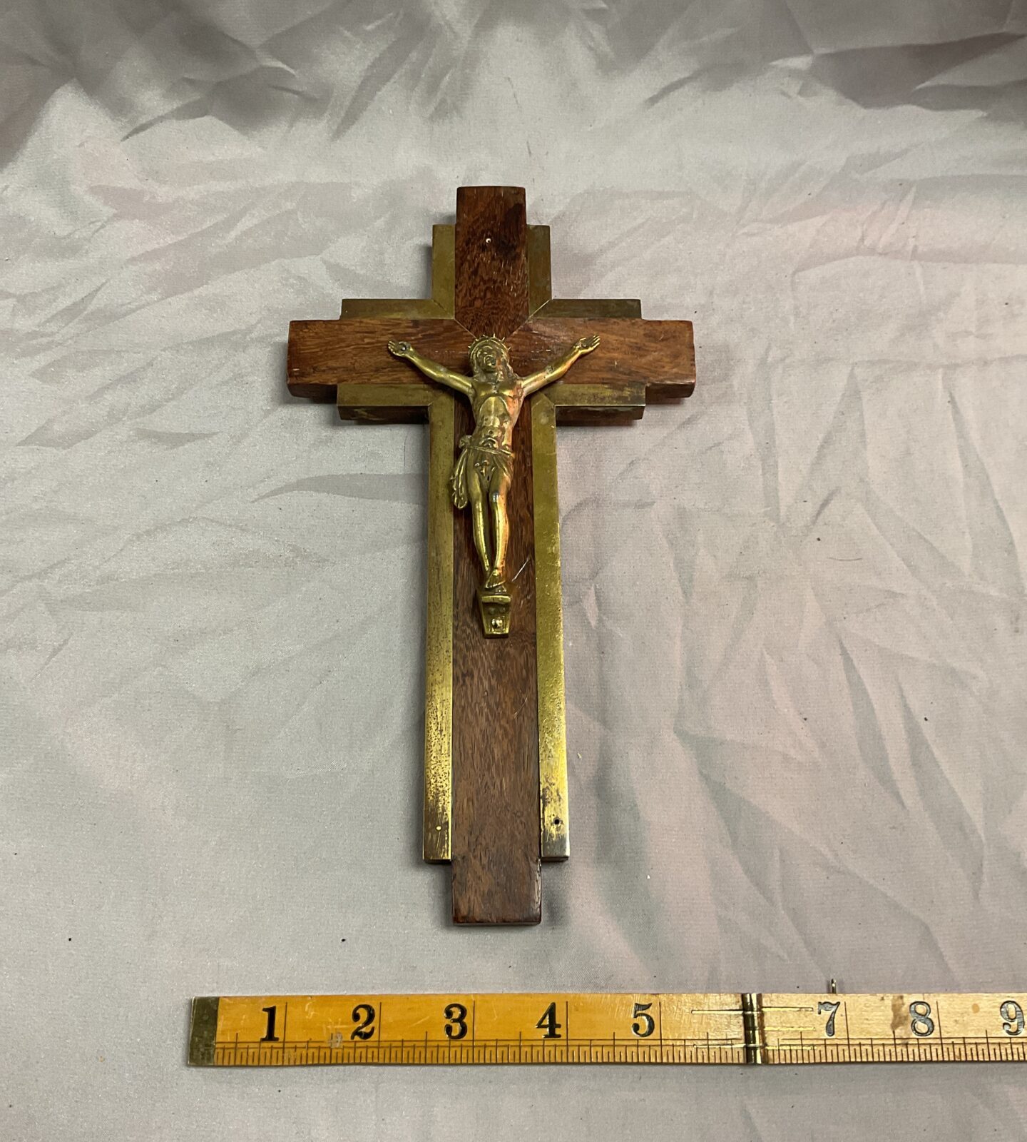 Wood and brass crucifix