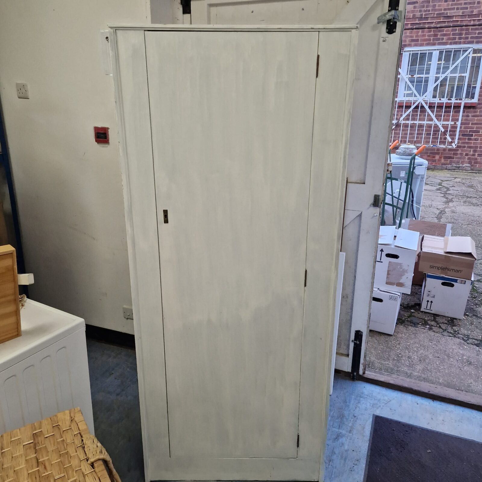 White painted cabinet approximately H71 x D21 x W30”