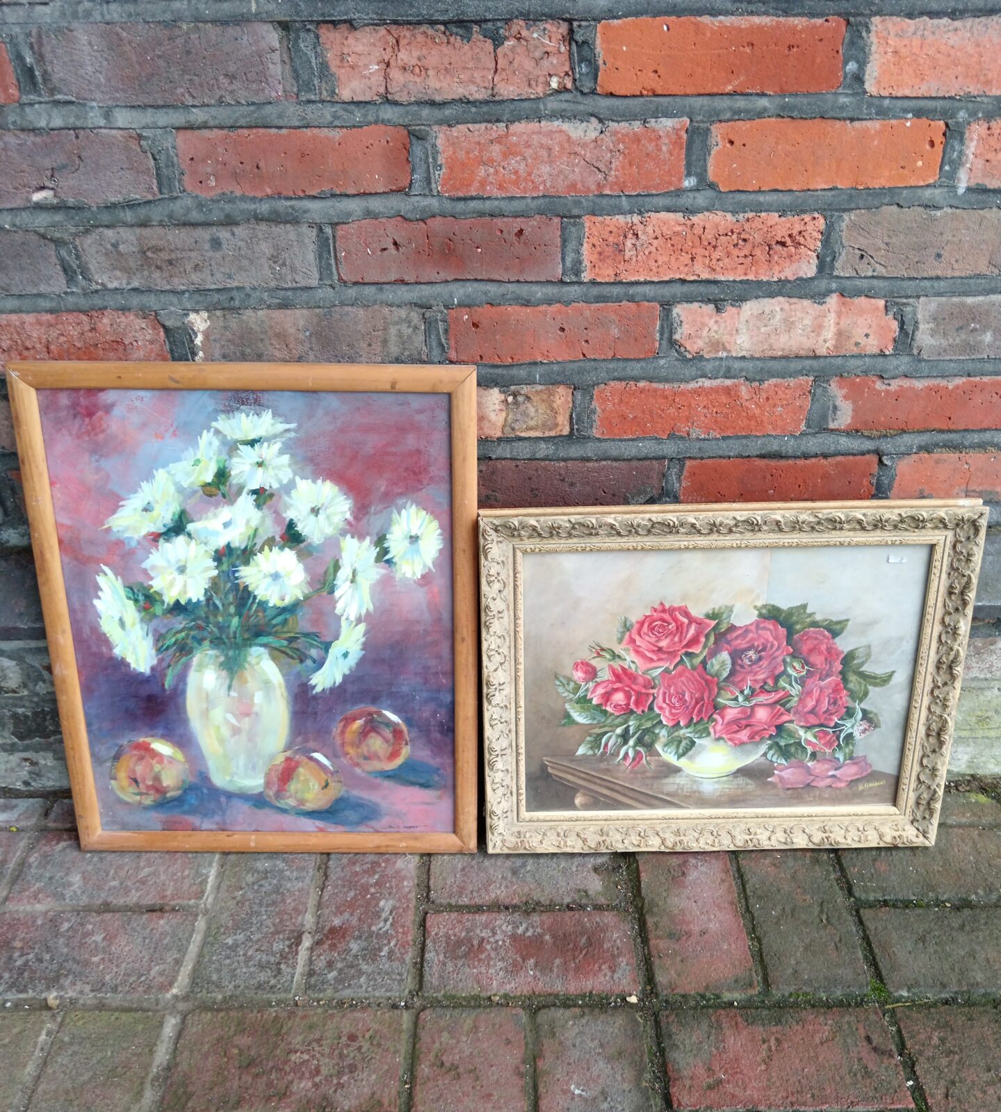 Two original still life oil paintings signed bill hester & k gillbert