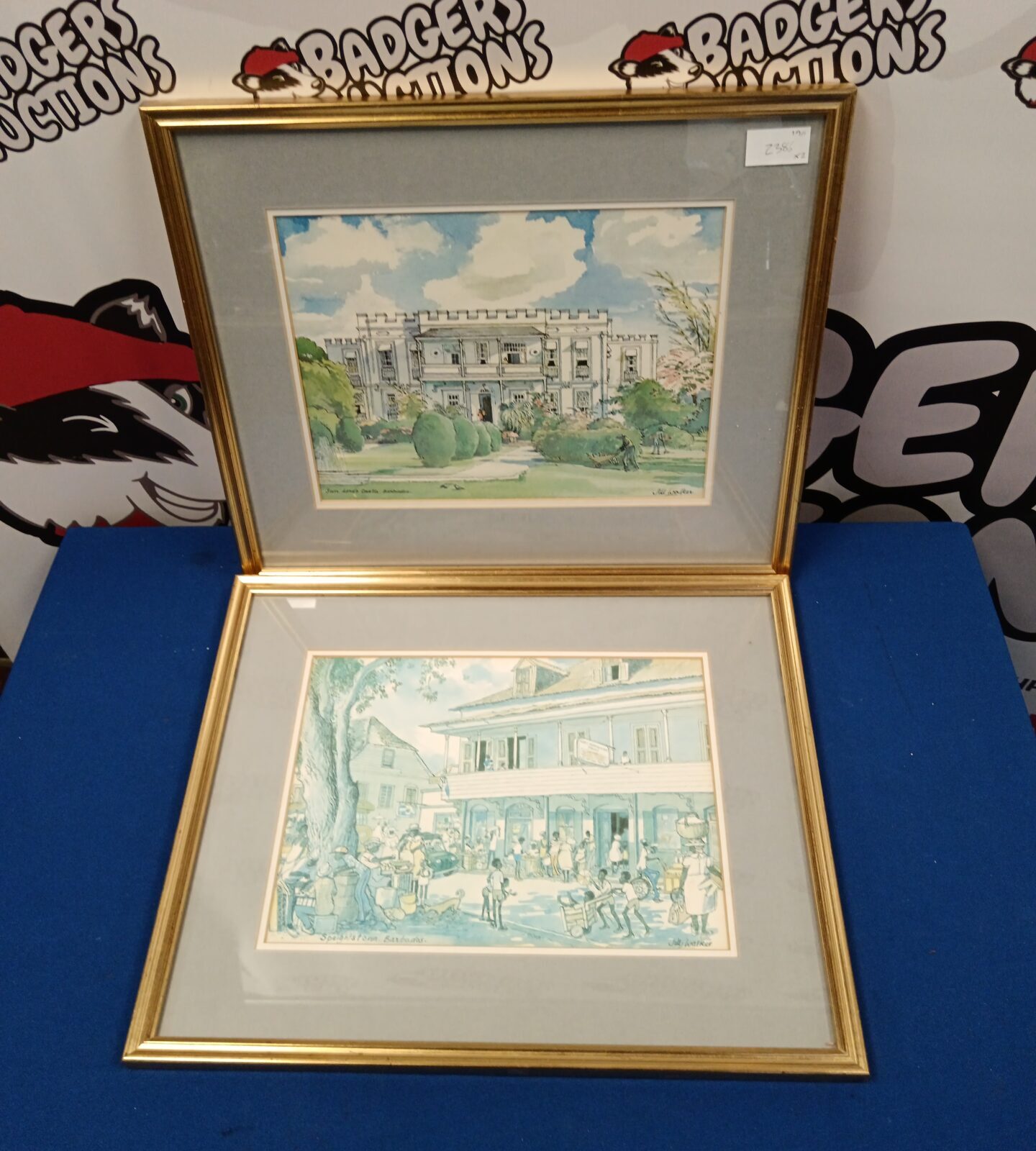 Pair of gilt Framed Jill walker Barbados prints