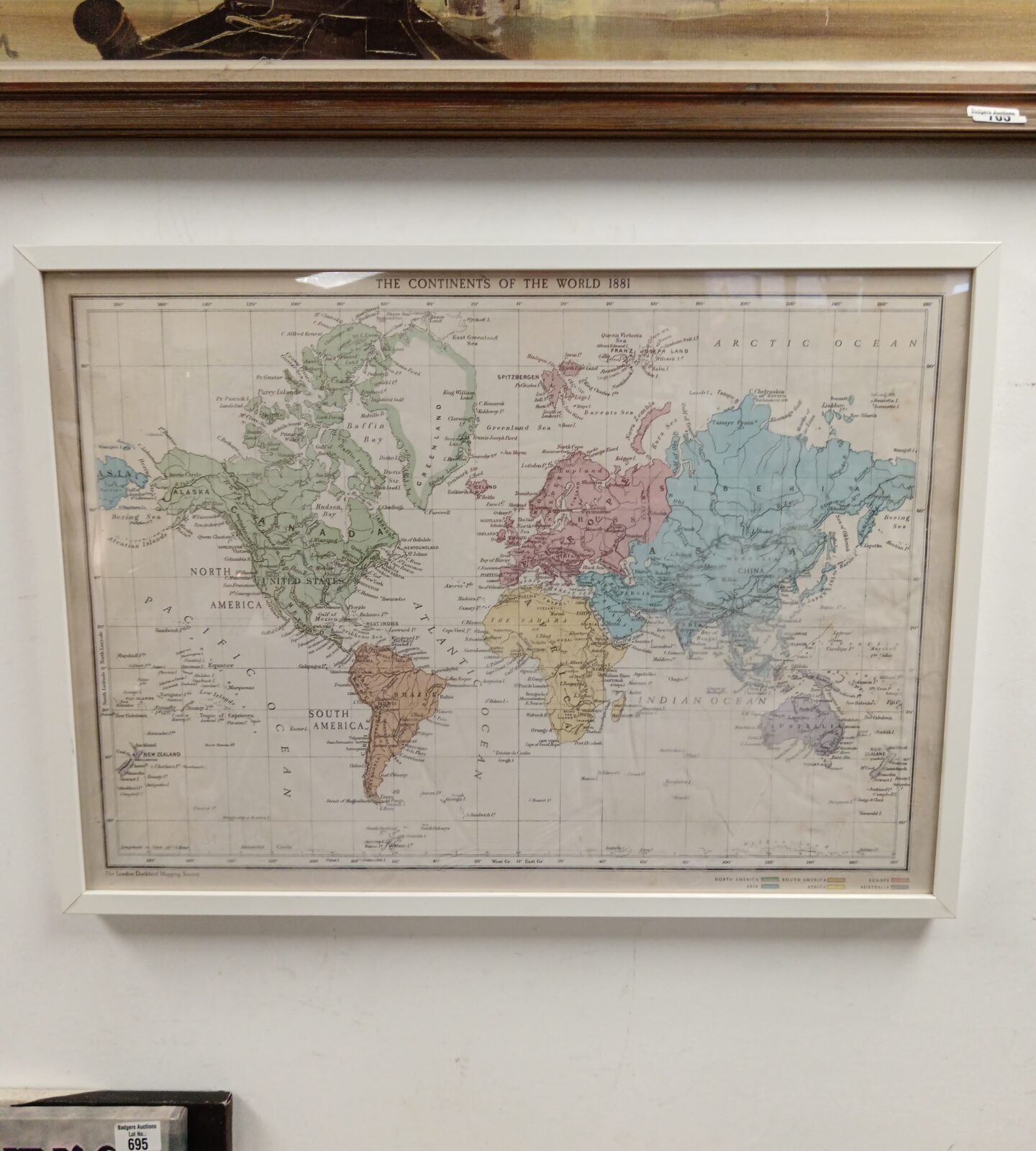 The continents of the world 1881 framed map