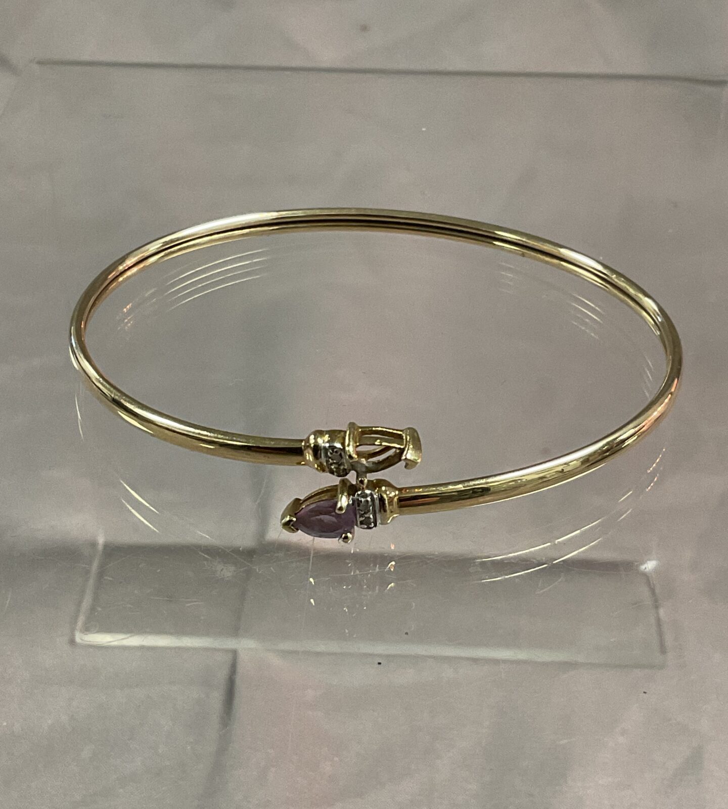 9ct gold diamond and amethyst set bracelet 4.97g gross missing one amethyst