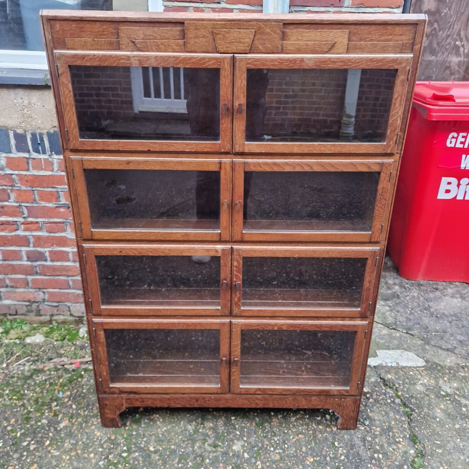 minty oxford library glass fronted art deco bookcase W35 x D10 x H51”