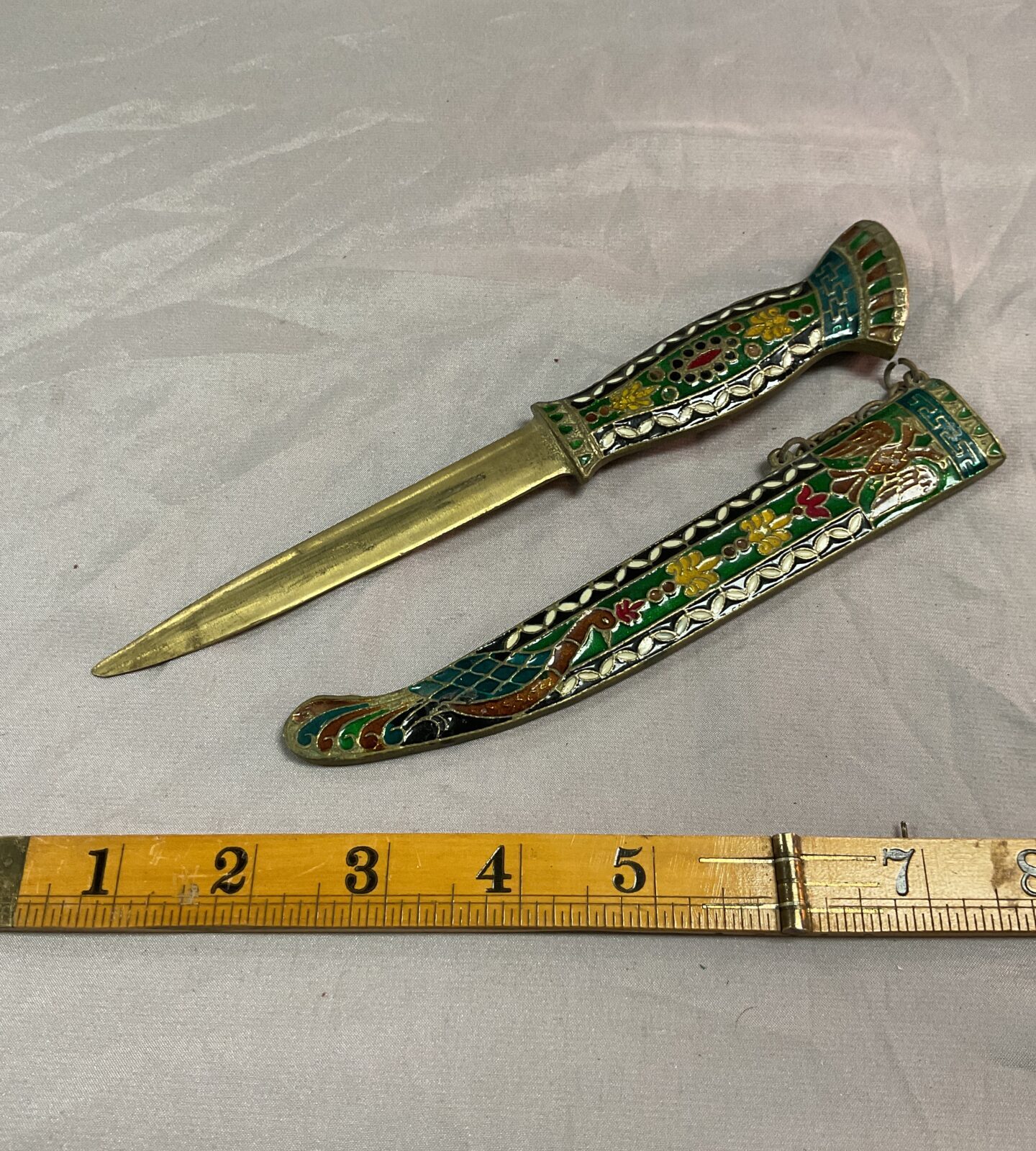 Brass enamelled letter opener / Paperknife