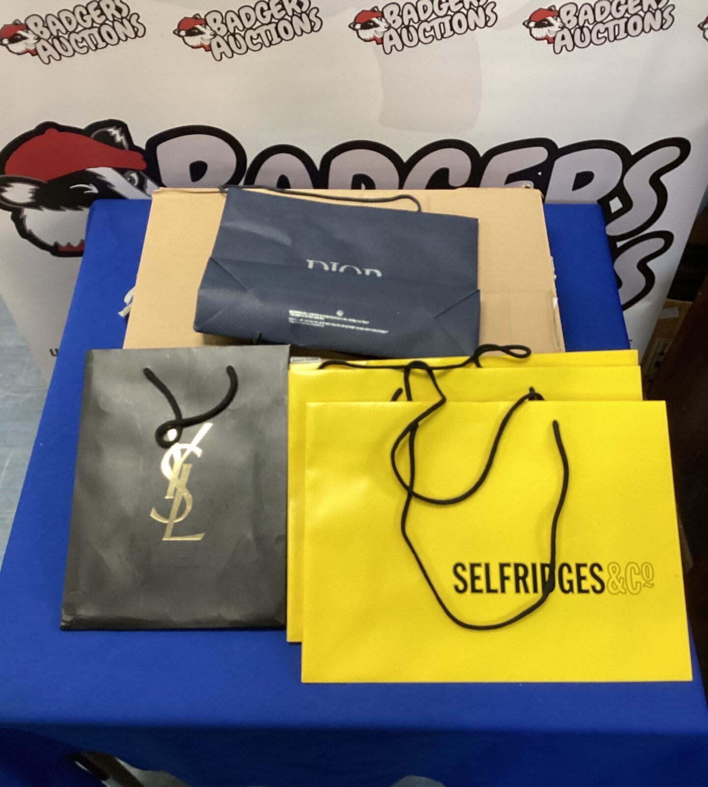 Collection of high end designer shopping bags inc selfridges & YSL