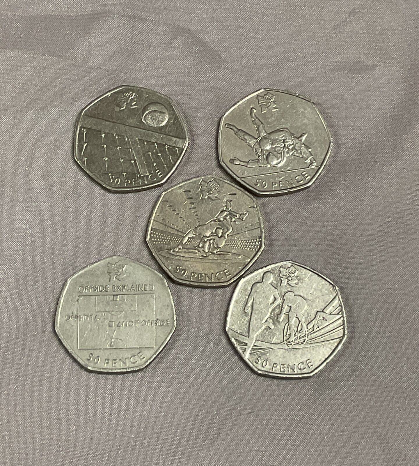 Five Tokyo olympics 50p coins Inc offside rule