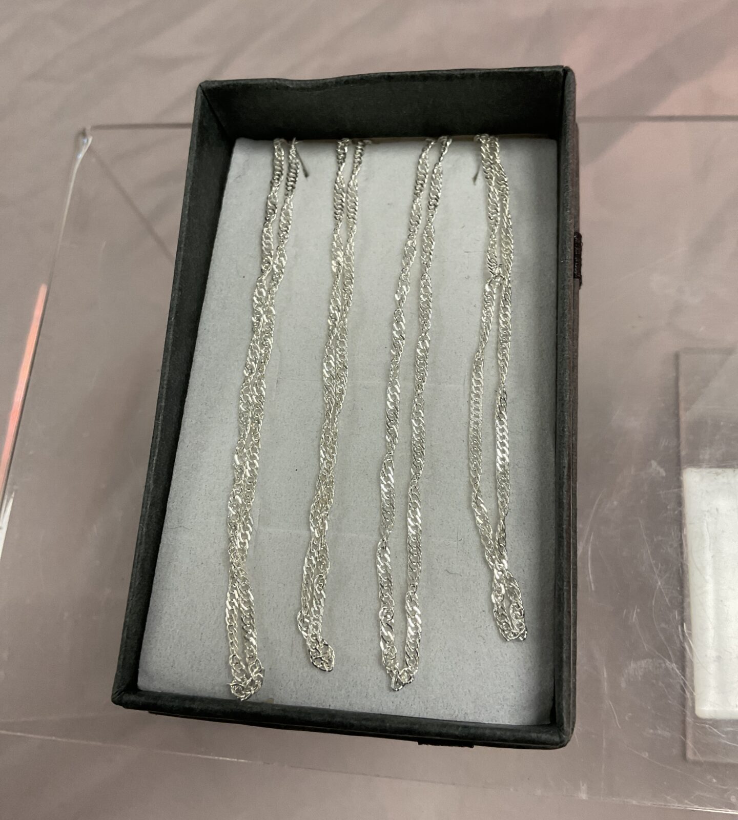 Four 925 silver chain necklaces