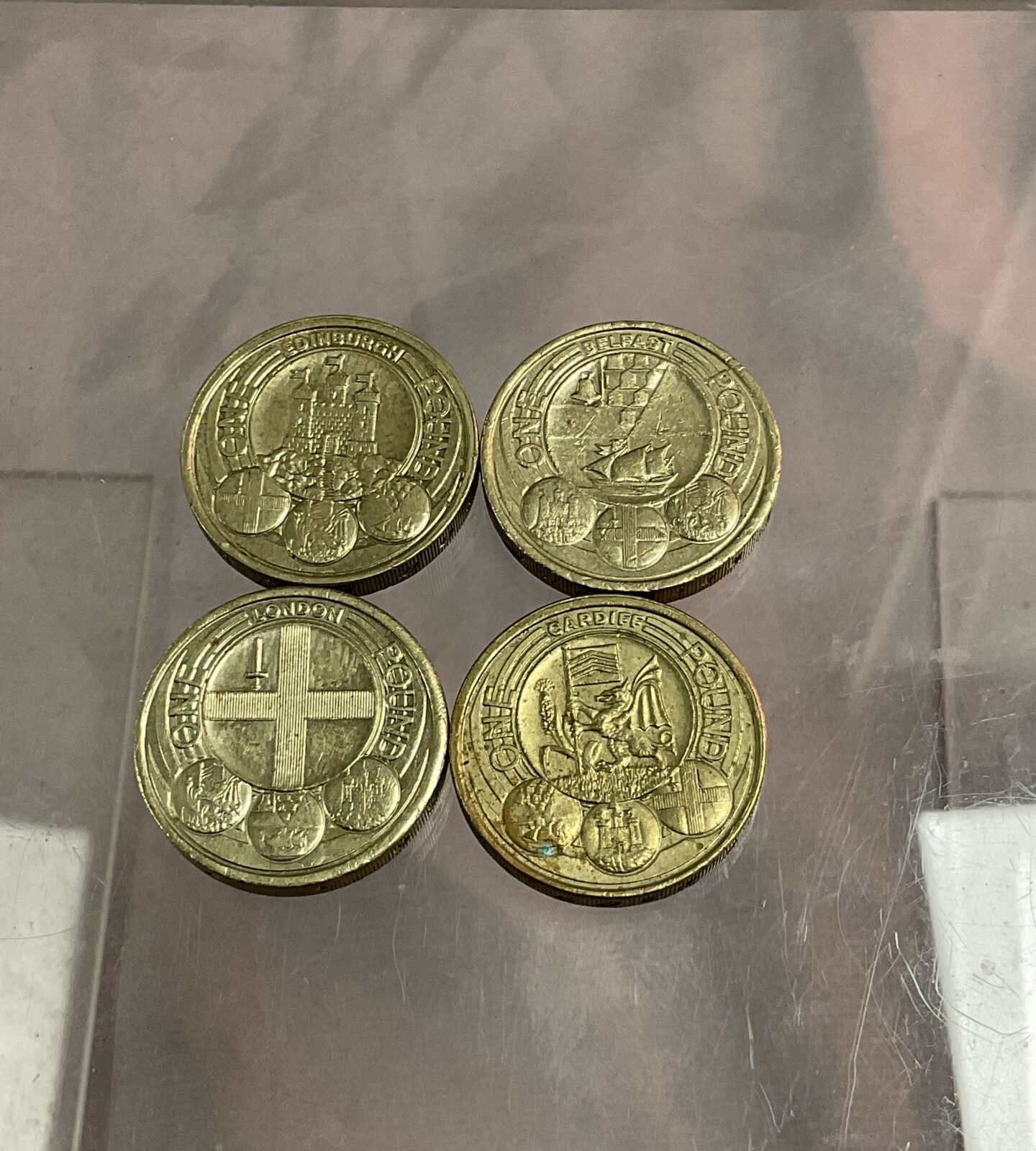 four Cities £1 Coins London Edinburgh Cardiff Belfast