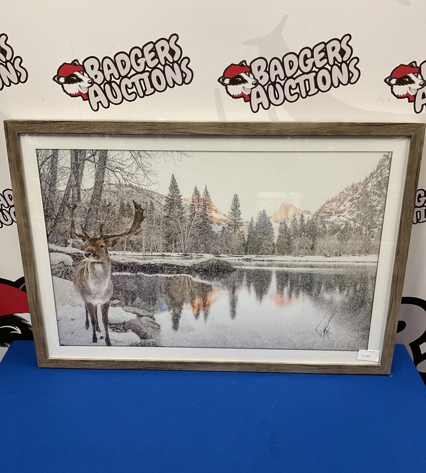 Framed print of a winter sene with stag