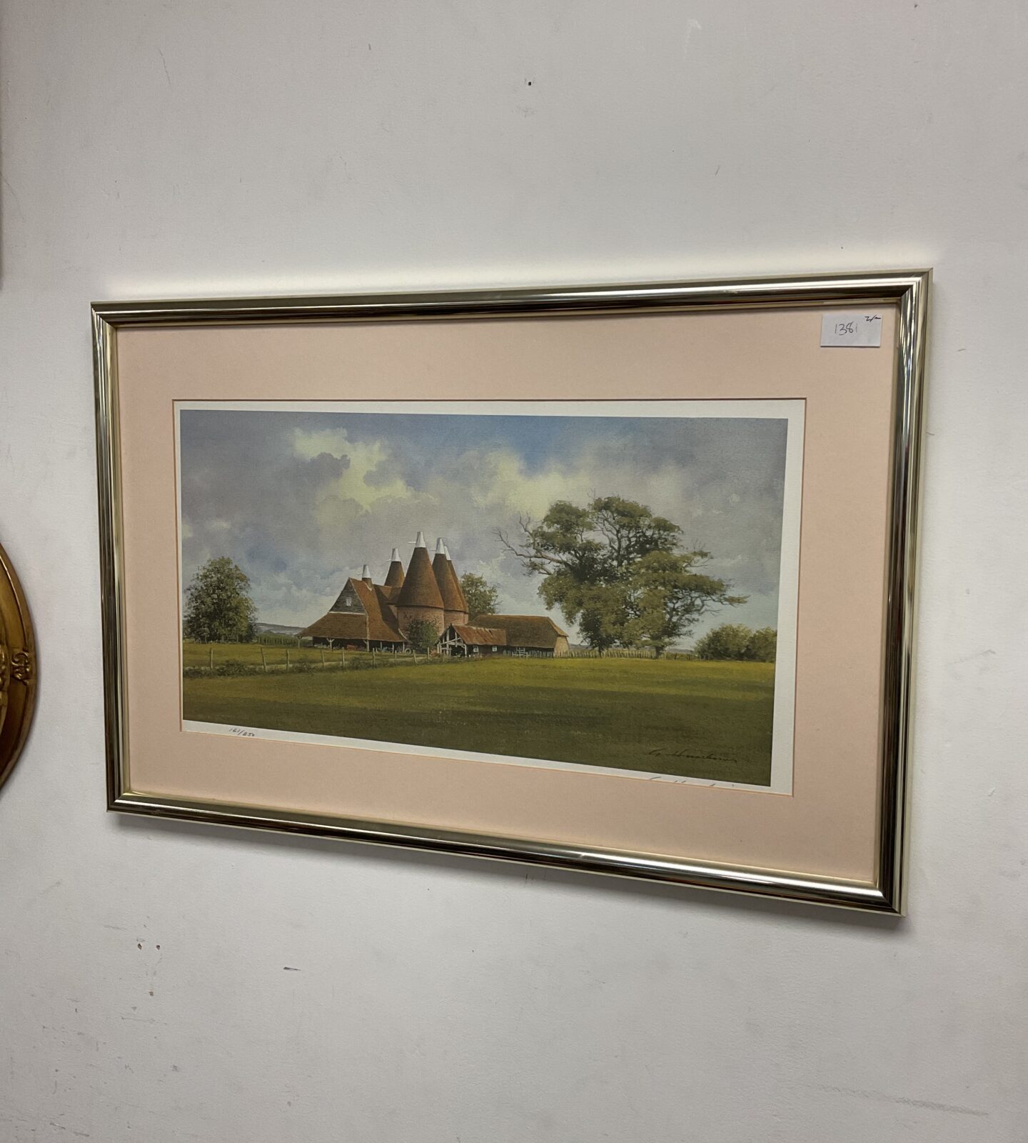 george hawkins signed limited edition print of a oasts hop farm at chiddingstone