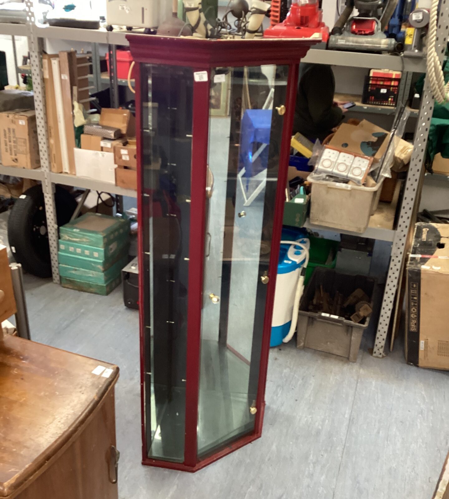 Glass fronted corner Display cabinet with lights