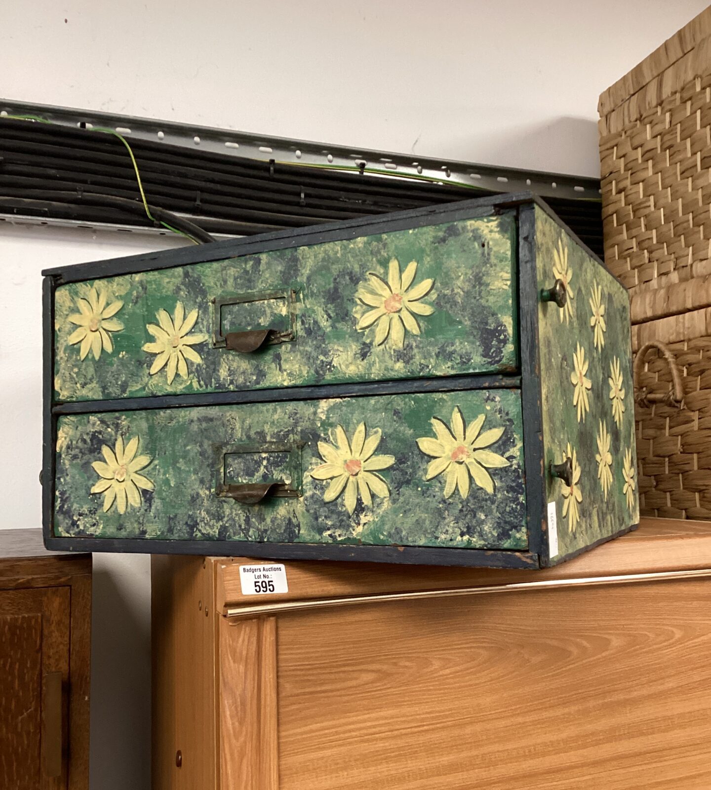 Hand painted wooden drawers with floral pattern