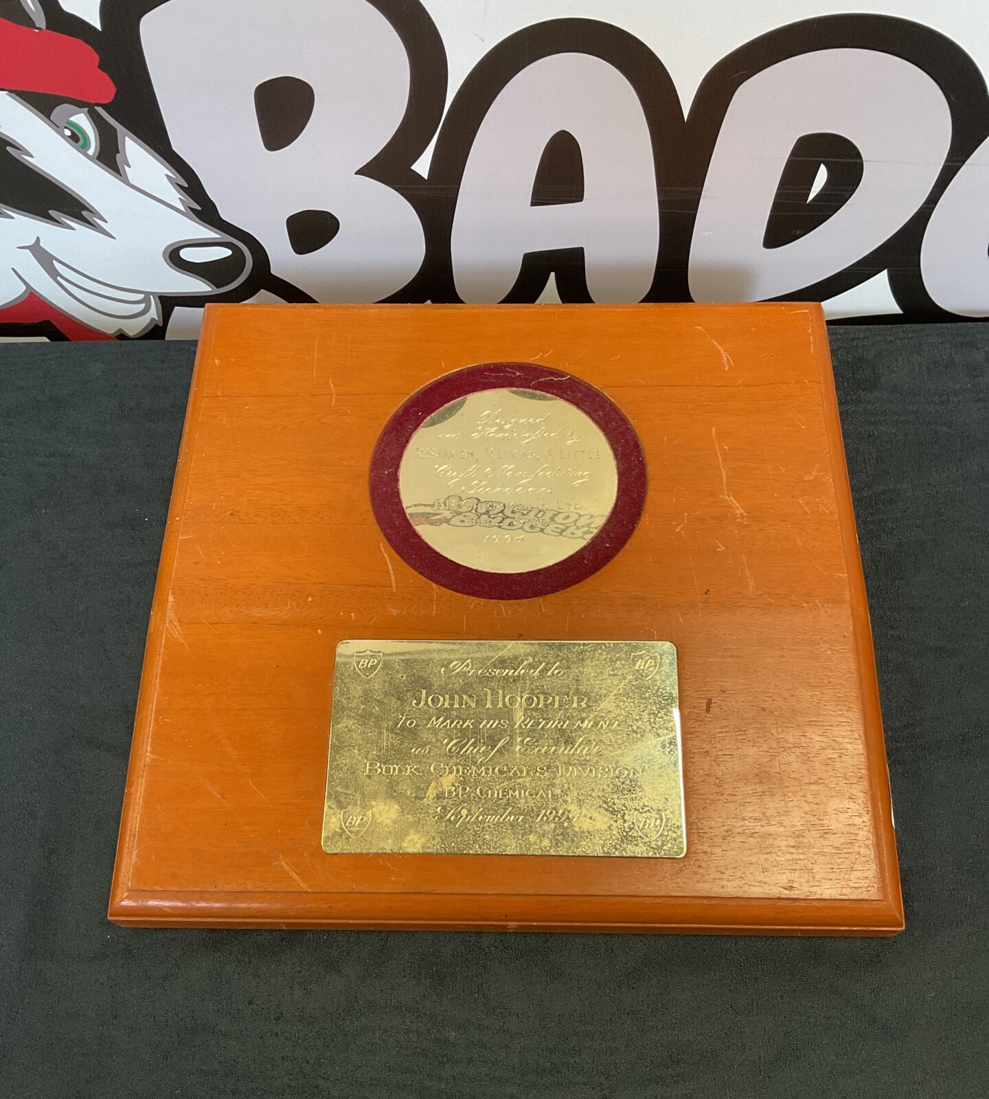 1994 bp chemicals presentation plaque