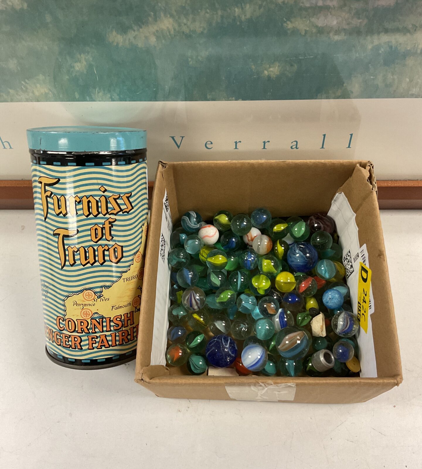 Box of vintage glass marbles