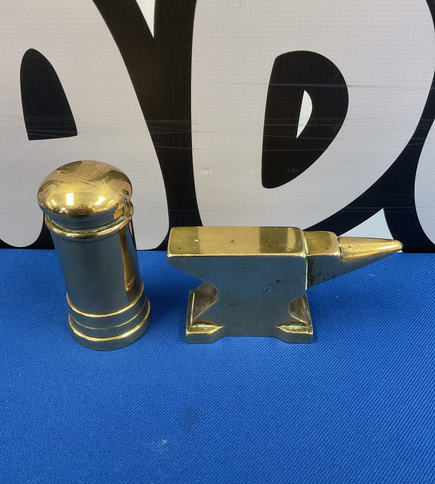 Brass jewellers anvil & brass letterbox