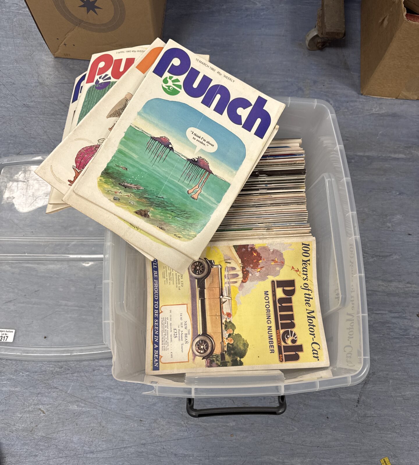 Box of vintage punch magazines