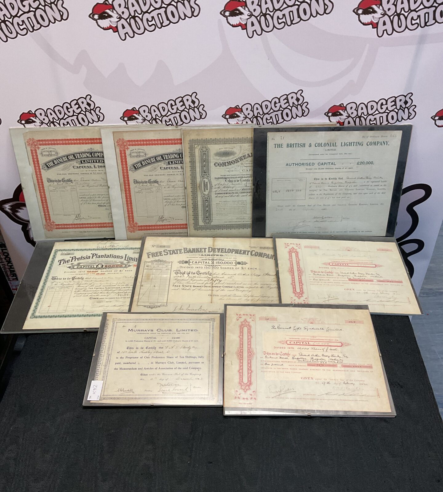 Collection of vintage framed bond certificates