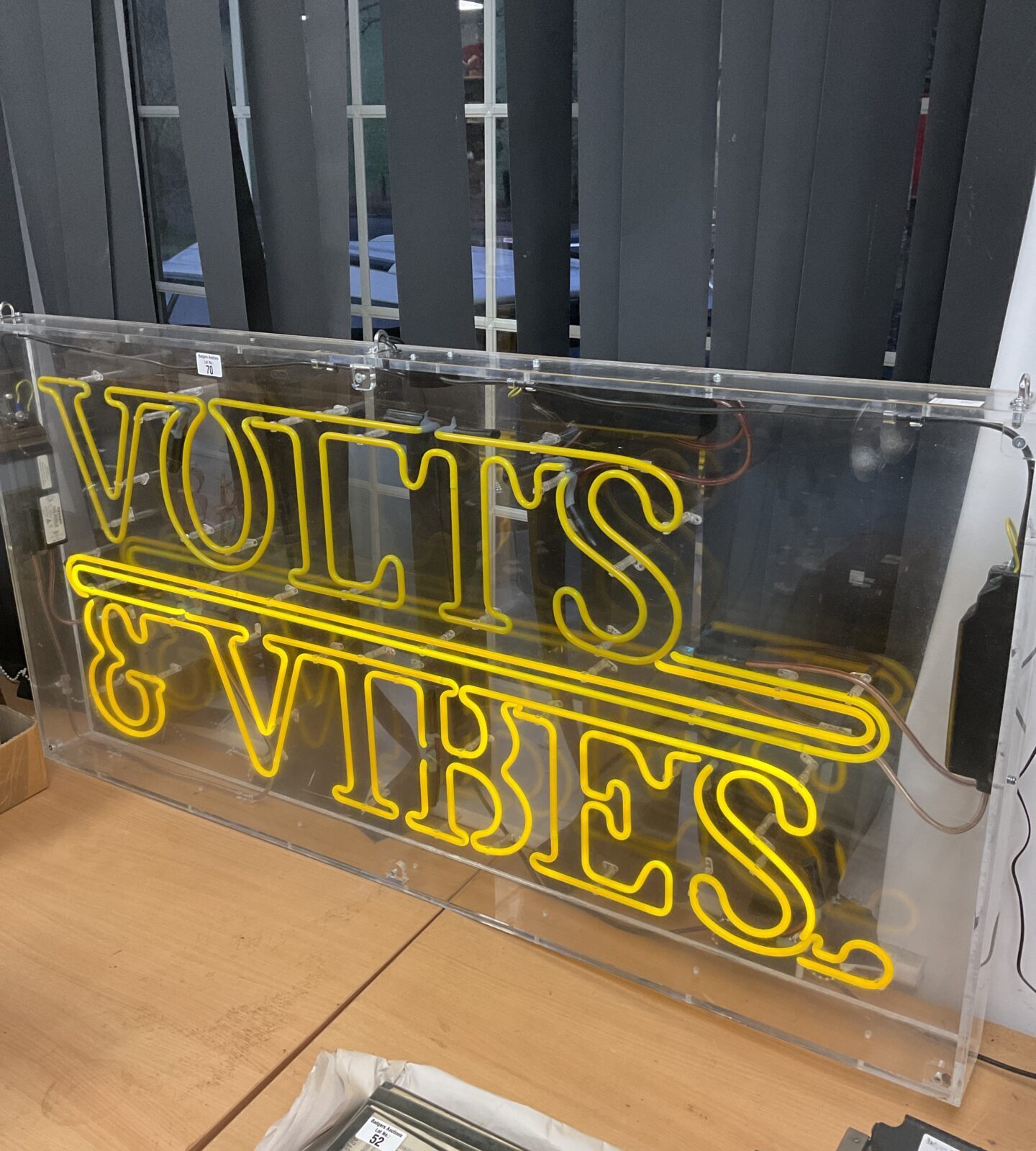 Large volts & vibes neon sign (top half doesn’t light up)