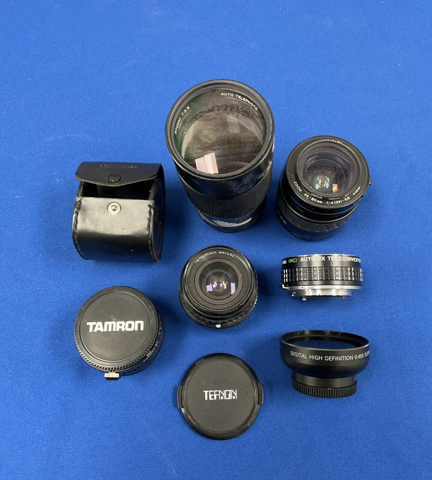 Selection of camera lenses including vivitar & minolta