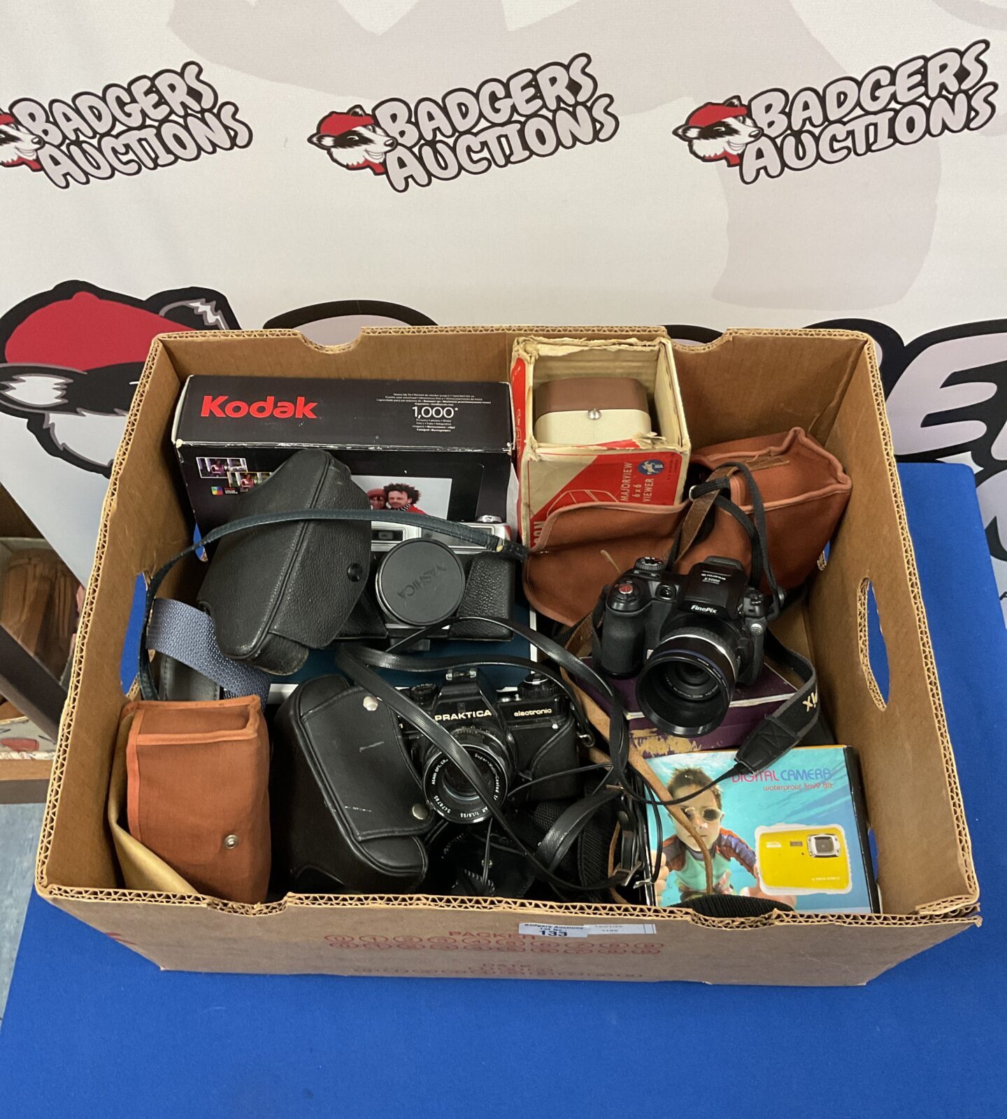 Box of cameras & accessories including yashica & praktica