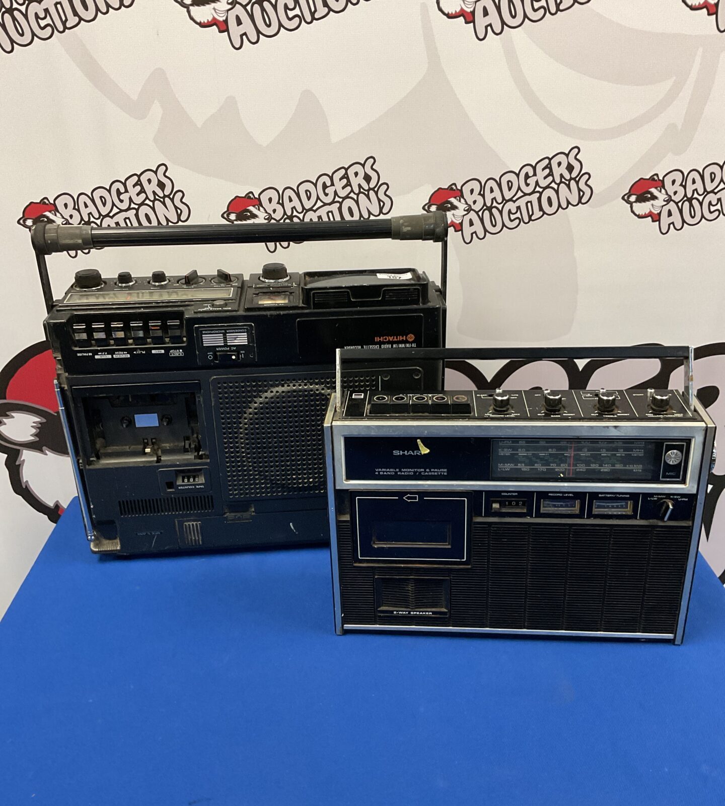 Two retro cassette radios inc hitachi & sharp