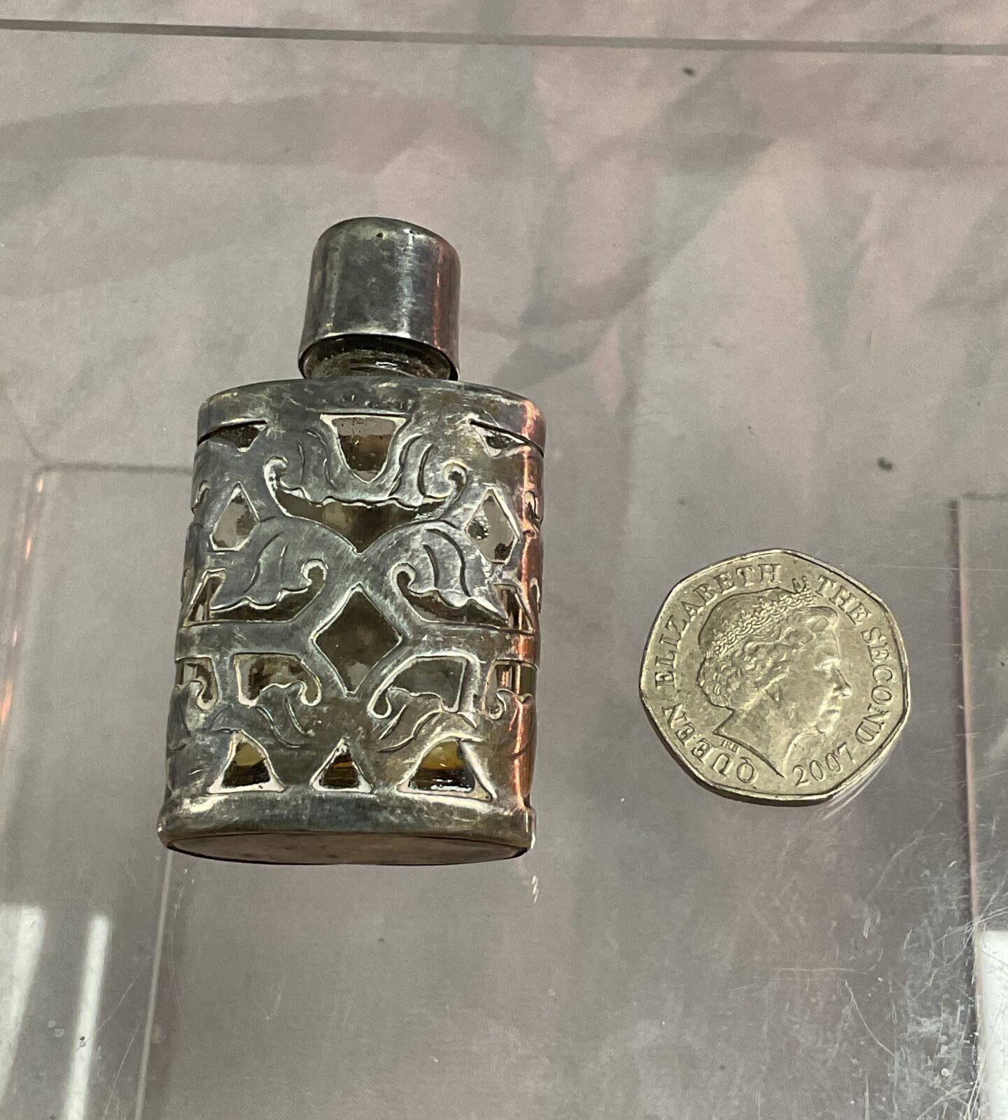 925 hallmarked silver mounted Scent bottle