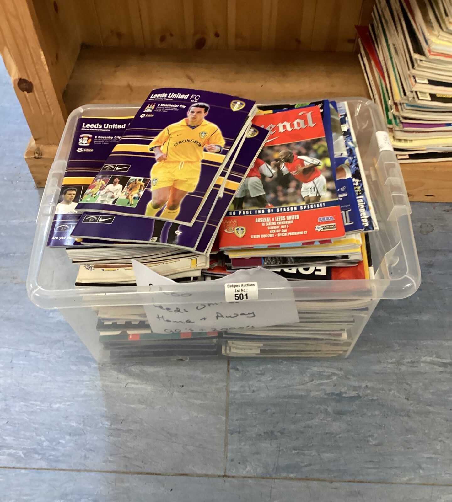 Large quantity of leeds home & away football programmes