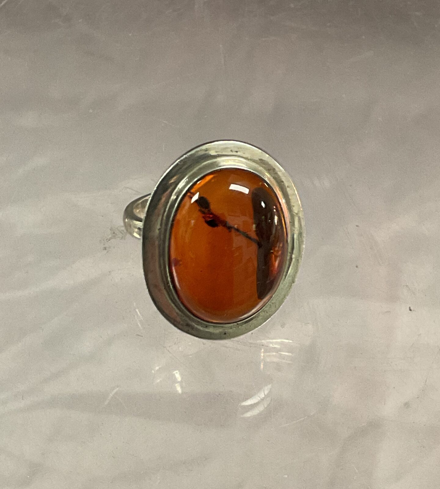 925 Silver Amber ring size x